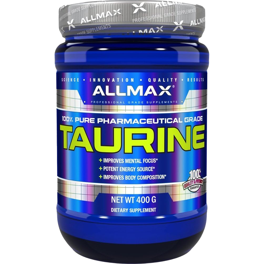 AllMax Nutrition Taurine Powder 400g - Pure Amino Acid Supplement for Energy, Focus & Workout Recovery | Pre-Workout & Post-Workout Use