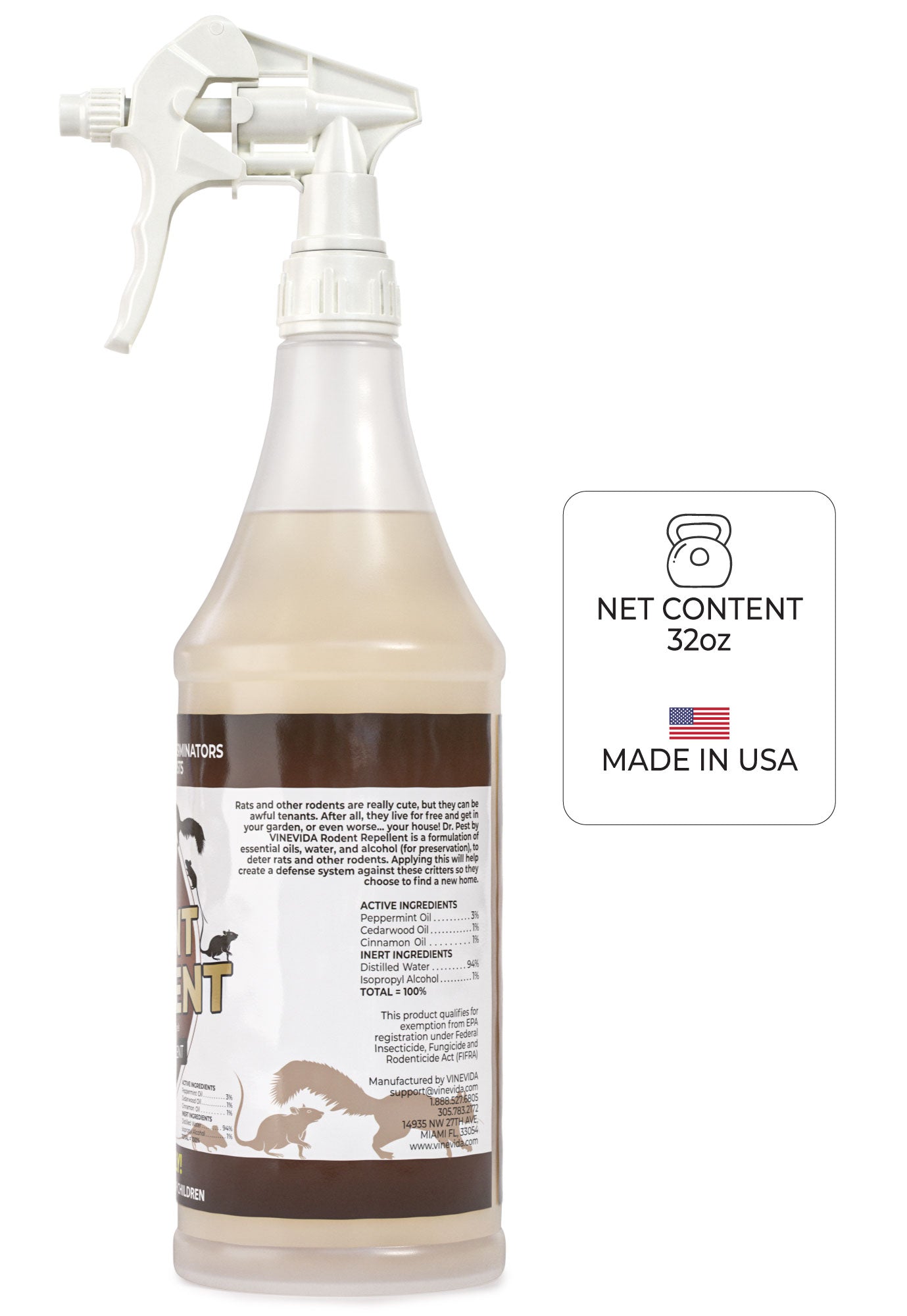 Natural Rodent Repellent Spray - Safe & Effective Mouse & Rat Deterrent for Home, Garage & Garden - Peppermint Oil Pest Control Solution for Indoor & Outdoor Use