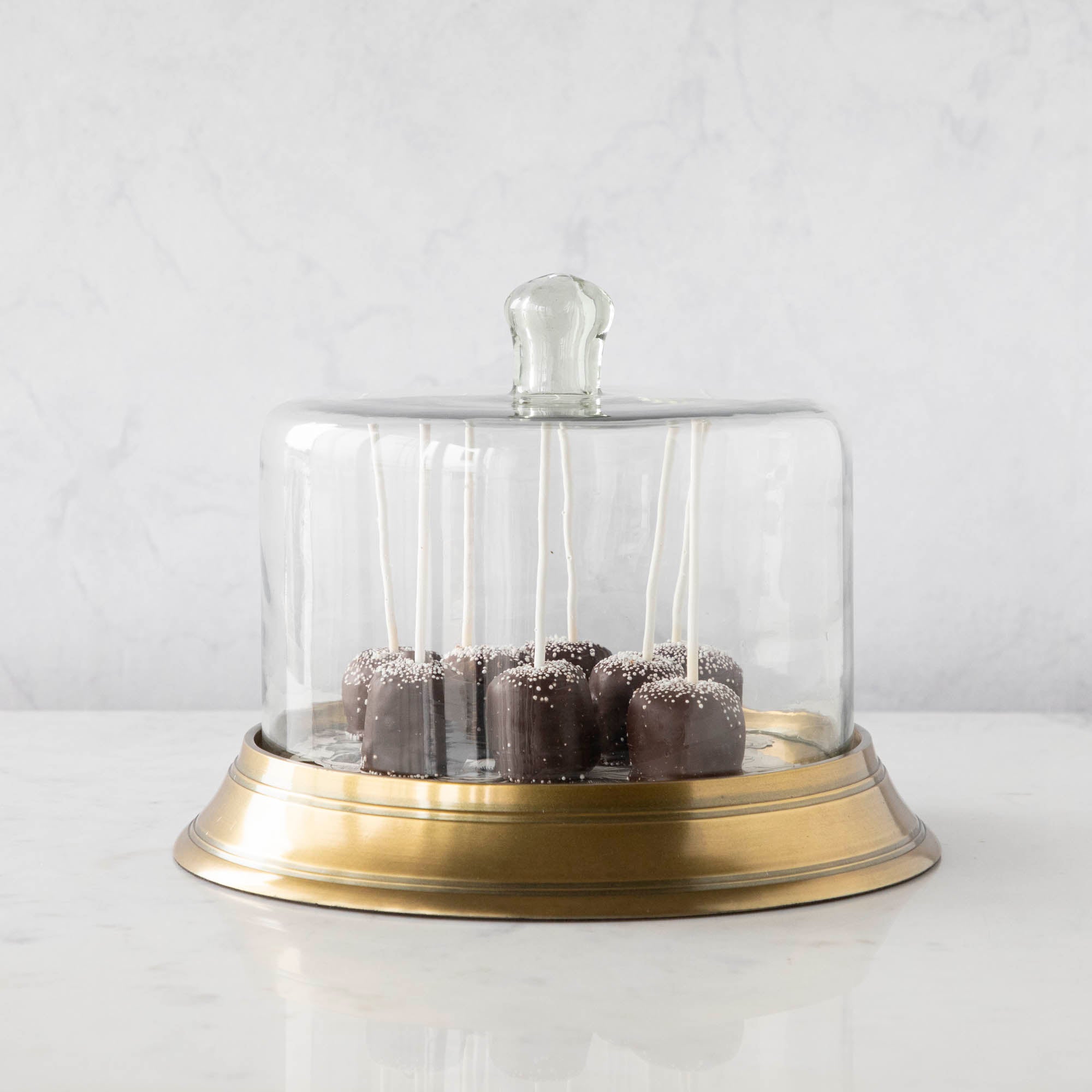 Vintage Antique Brass Round Glass Cloche Bell Jar - Display Dome for Wedding Centerpieces, Home Decor, and Collectibles Showcase