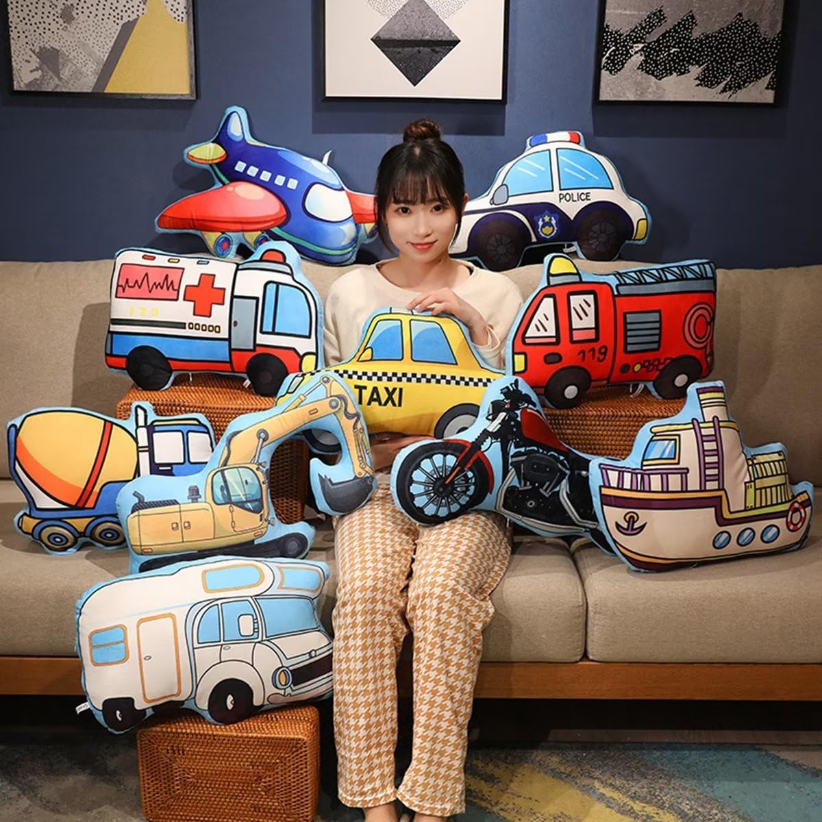 3D Truck Shaped Plush Pillow - Soft Stuffed Animal Car Toy & Decorative Throw Cushion for Bed, Sofa, Car Seat - Cute Agitator Truck Design for Kids' Room, Nursery Decor & Cozy Home Accents
