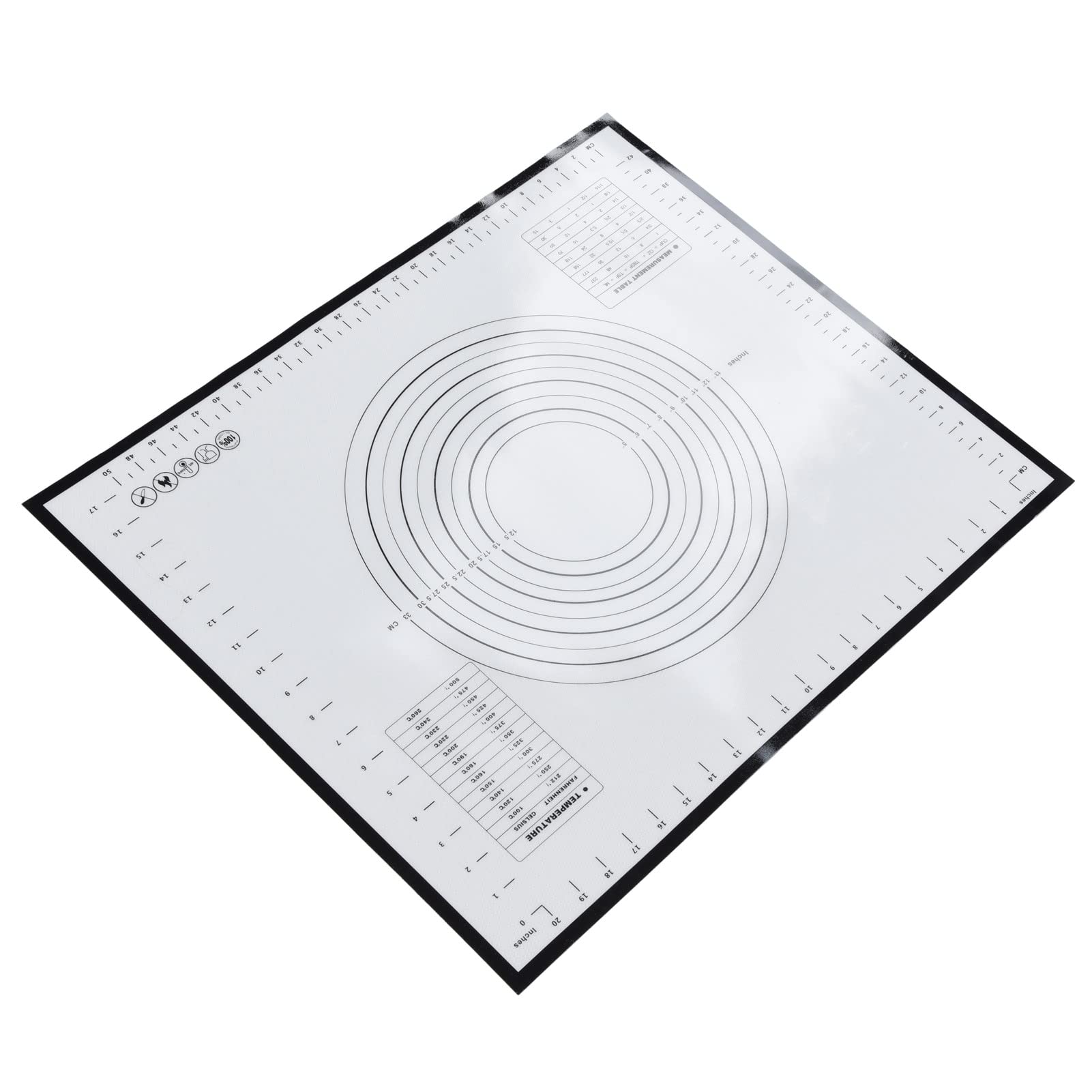 Non-Stick Silicone Baking Mat with Measurement Marks - Heavy Duty Fiberglass Reinforced Pastry Dough Mat for Cookies, Bread & Pizza (Black) | Perfect for Home Baking, Professional Kitchens & Cooking Classes