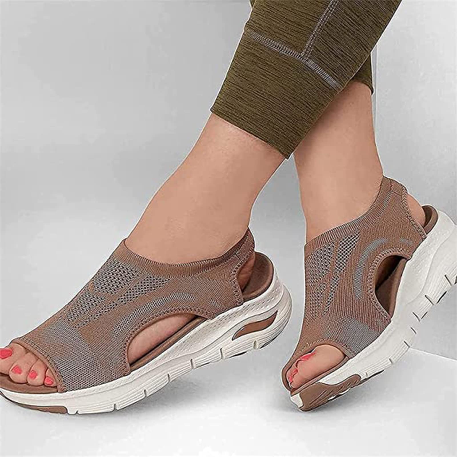 Libiyi Women's Orthotic Sandals - Comfortable Peep Toe Cutout Chunky Heel Sandals with Zipper Detail | Perfect for Summer Outfits, Beach Vacations & Casual Wear