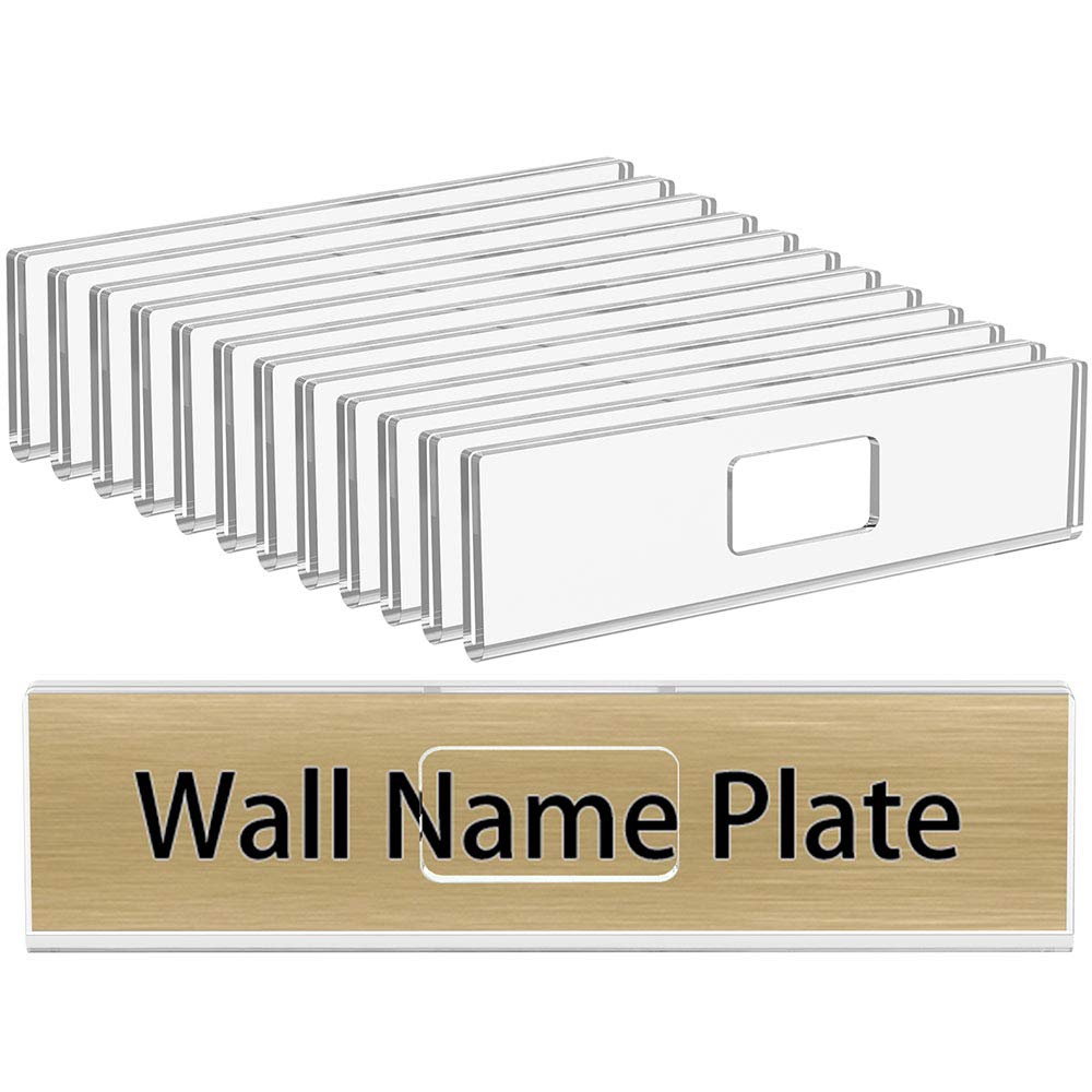 NIUBEE 12 Pack Clear Acrylic Wall Name Plate Holders - 2x8 Inch Horizontal Plastic Sign Holders with Double Sided Tape - Perfect for Office Doors, Home, Classroom & Teacher Name Tags - Durable Small License Plate Frames for Professional & Personal Use