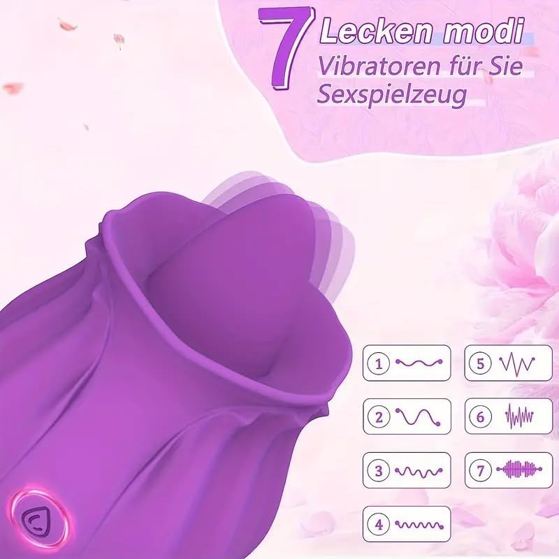 3-in-1 Rose Shape Adult Toy with Tongle Licking, Thrusting & Vibration - Easy to Use Pleasure Device for Couples & Solo Play - Sensual Massager for Bedroom Fun & Romantic Nights