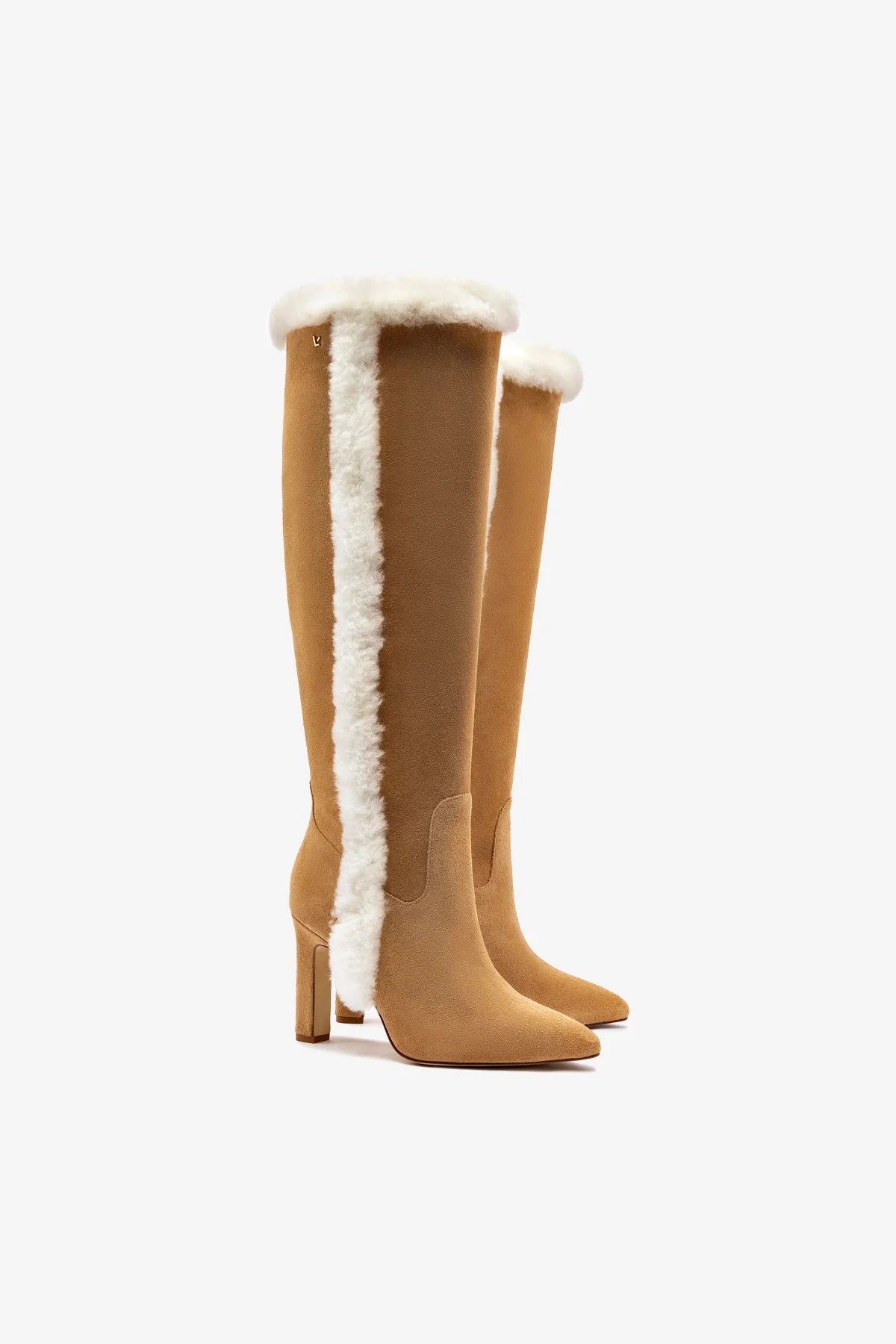 Cindy Hi Faux Fur Boots - Women's Peanut Suede & Natural Shearling Winter Boots for Cold Weather, Snow & Outdoor Activities
