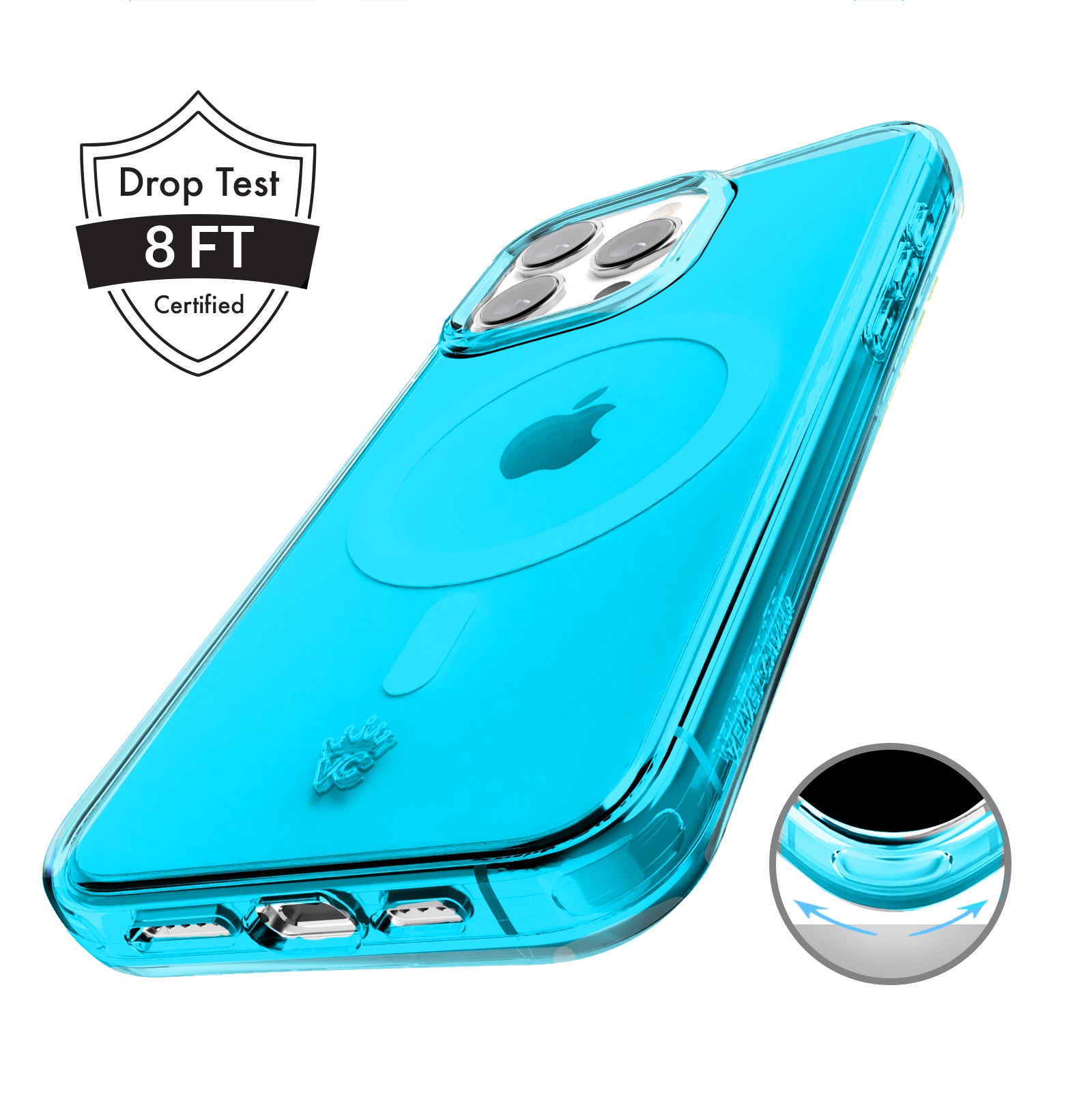 Neon Blue Clear iPhone Case - Shockproof & Scratch-Resistant Protective Cover for iPhone 12/13/14/15 Pro Max - Slim Fit Transparent Phone Case for Everyday Use & Outdoor Activities
