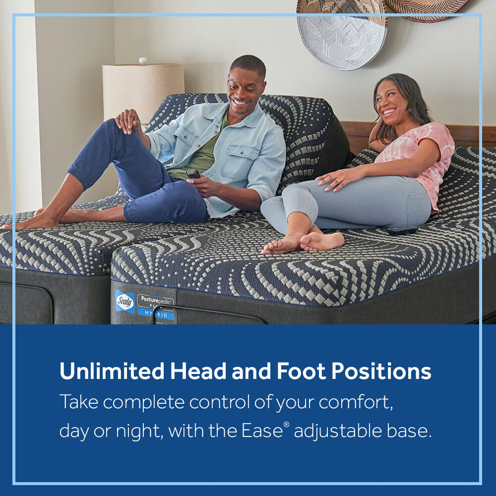 Sealy Ease 4 Adjustable Power Base - Queen Size Adjustable Bed Frame with Remote Control for Ultimate Comfort - Perfect for Back Pain Relief, Reading & Sleeping in Bedroom