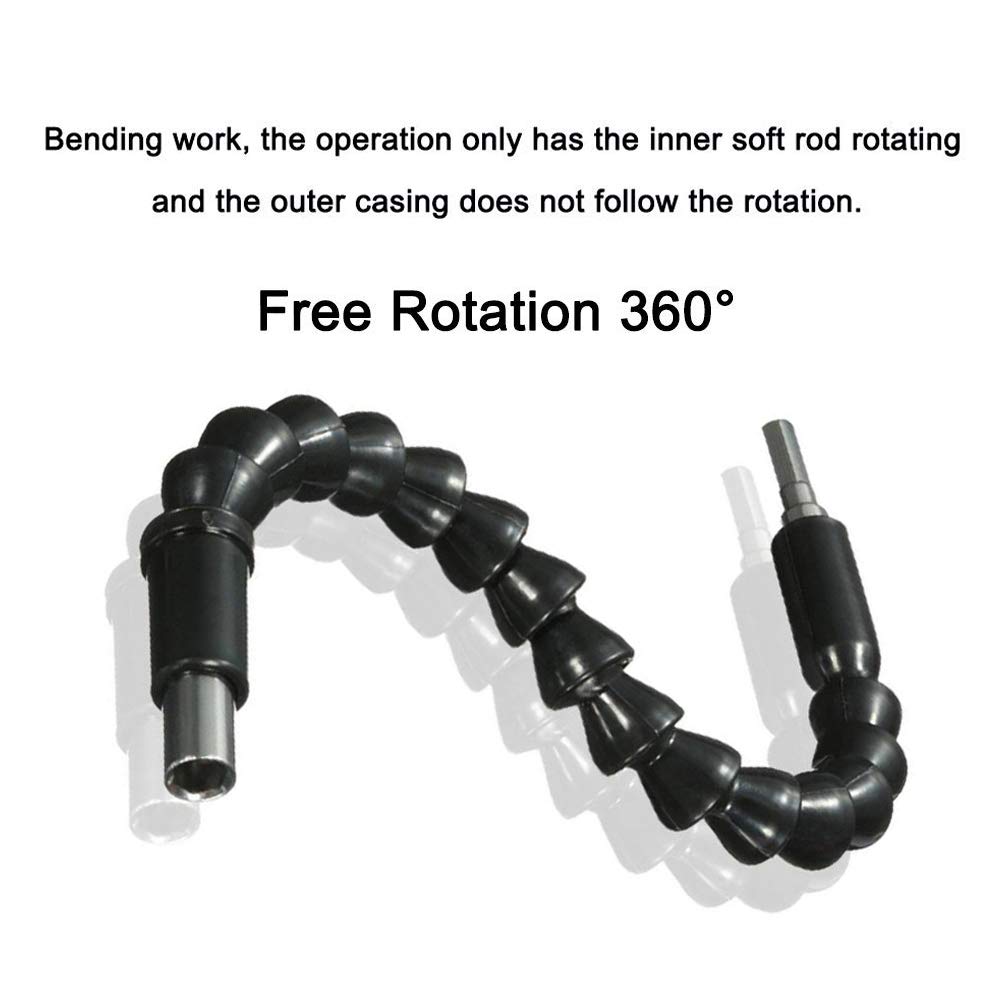 Rongon 3-Piece Flexible Drill Bit Extension Set - 11.6 Inch Bendable Screwdriver Bit Holder for Hand & Power Tools - Universal Drill Adapter for Tight Spaces (Ideal for Plumbing, Electrical Work & DIY Projects)
