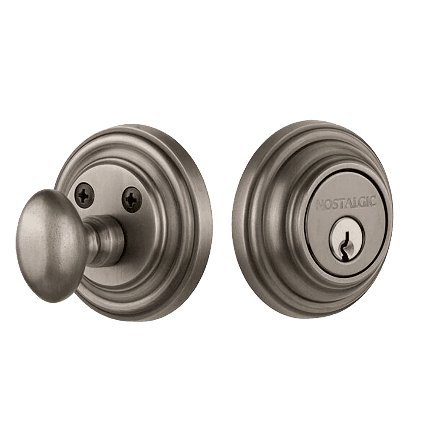 Antique Pewter Classic Rosette Single Cylinder Deadbolt Lock - Secure Your Home, Office & Apartment Doors with Style