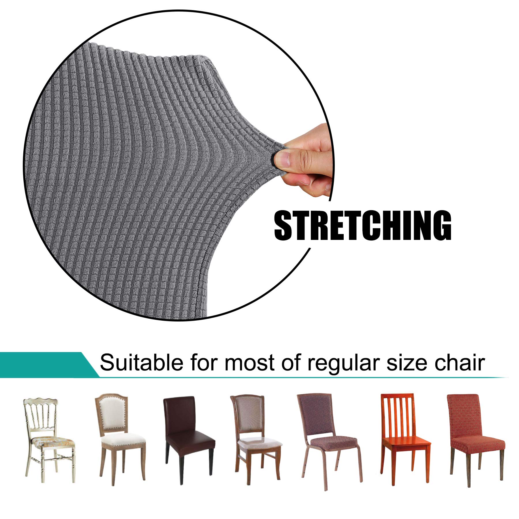 Turquoise Spandex Dining Chair Covers Set of 2 - Stretchable Removable Seat Protectors for Parson Chairs, Home, Hotel & Wedding Decor (Grey) | Perfect for Dining Rooms, Ceremonies & Event Decorations