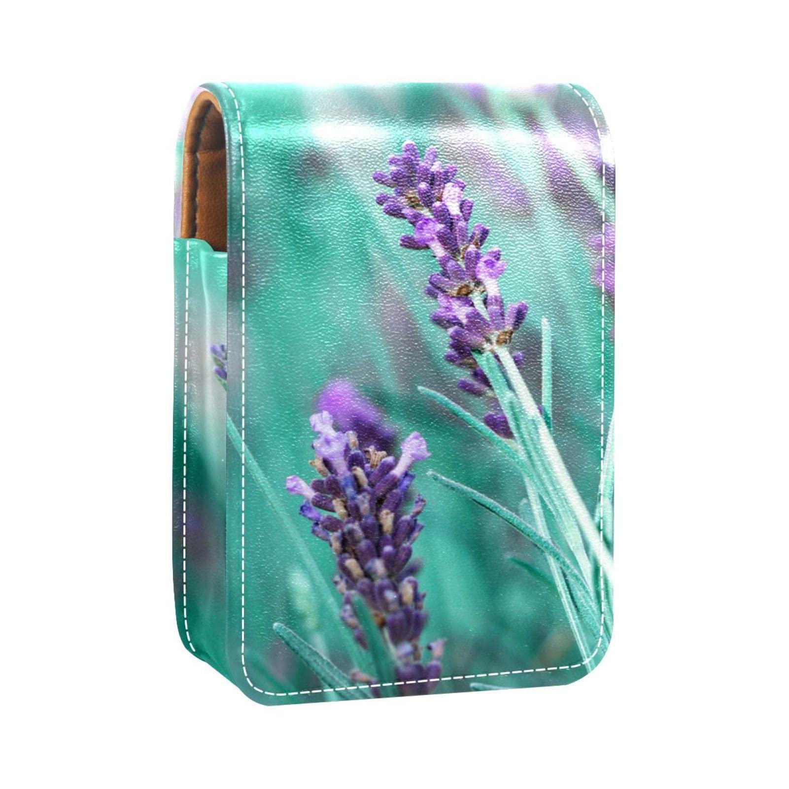 Personalized Lipstick Case - Portable Makeup Bag & Cosmetic Pouch Organizer with Lavender Purple Flower Design | Perfect for Travel, Gift & Daily Makeup Storage