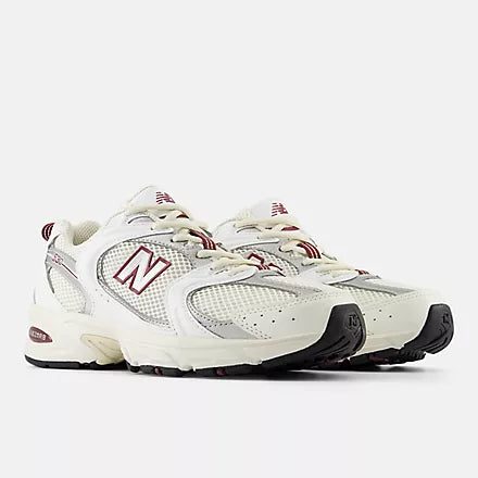 530 Sneakers for Men & Women - Sea Salt, White & Mercury Red Colorway - Comfortable Casual Shoes for Running, Walking & Everyday Wear