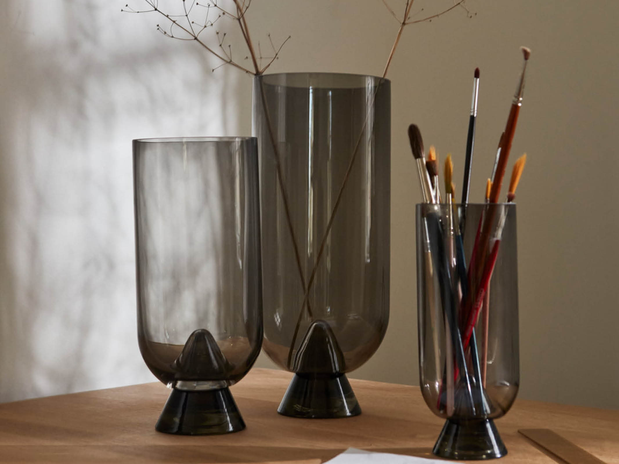 Glacies Glass Vase - Elegant Modern Home Decor for Flowers, Centerpiece, Wedding & Living Room Decorations