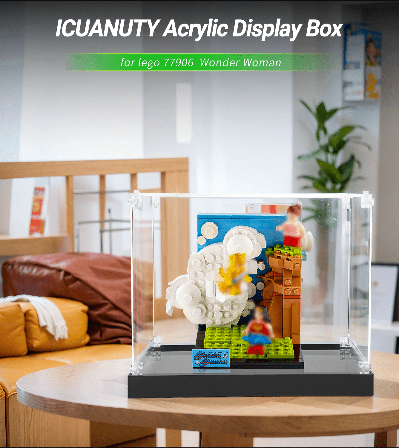 LEGO Wonder Woman 77906 Display Case - Premium Acrylic Showcase for Collectible LEGO Sets | Perfect for Home Decor, Office Display & Collector's Showcase