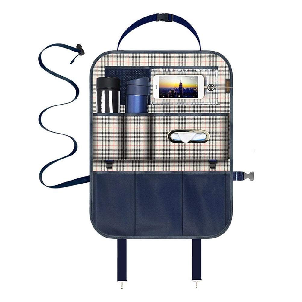 **Blue Car Backseat Organizer with Multi-Storage Pockets & Kick Mats – Durable Seat Back Protector for Kids & Toddlers – Perfect Travel Accessories for Road Trips & Family Vacations**