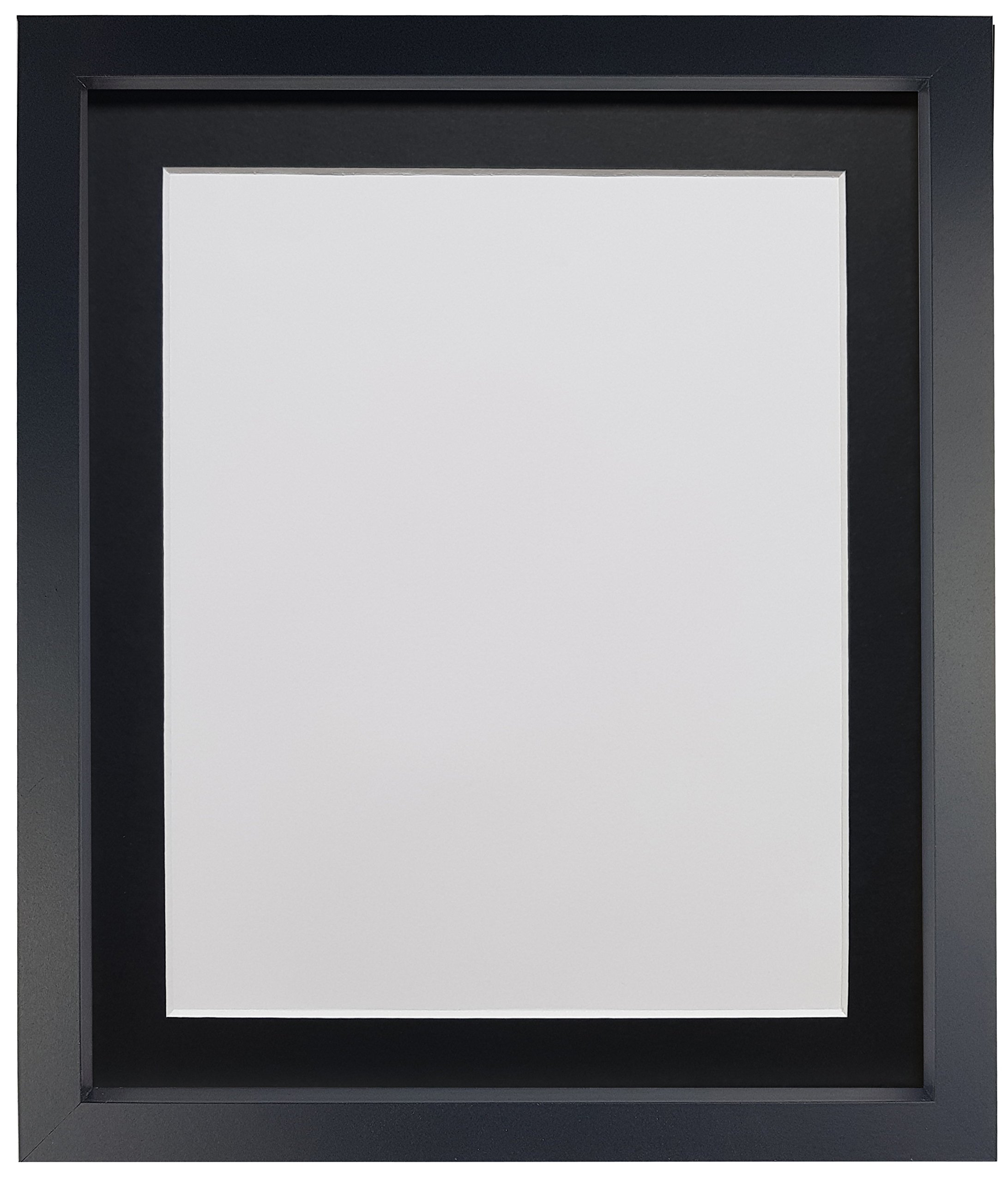 FRAMES BY POST Rio Black MDF Wood Picture Frame 20x16 Inch with Black Mount & Plastic Glass - Perfect for Wall Decor, Home Office, and Photo Displays