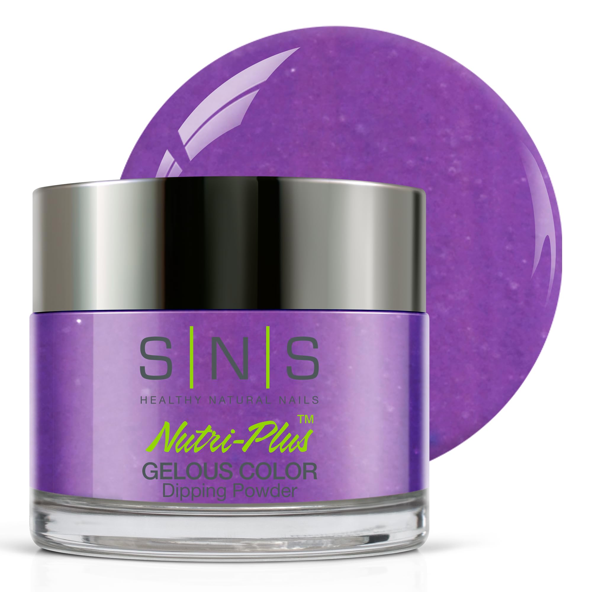 SNS Nail Dip Powder - Gelous Color Dipping Powder in Sugarloaf Purple/Violet Shimmer - Long-Lasting 14 Day Dip Nail Polish - Low Odor, No UV Lamp Needed - 1 oz for Professional Salon & At-Home Manicures