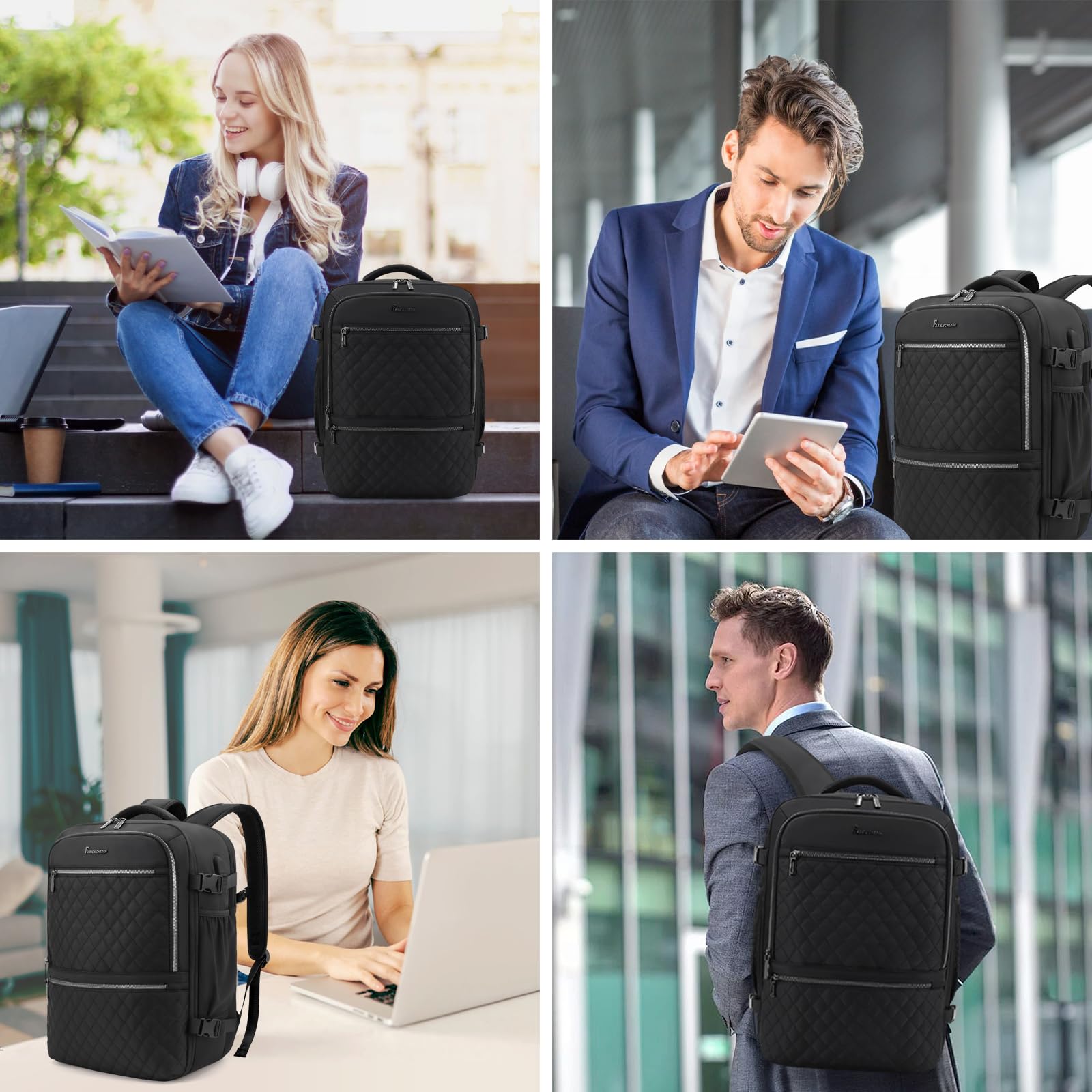 30L Travel Backpack - Airplane Approved Carry On Backpack with USB Charger & Cosmetic Bag - 17.3 Inch Personal Item for Frontier Airlines - Perfect for Business Trips, Weekend Getaways & International Travel