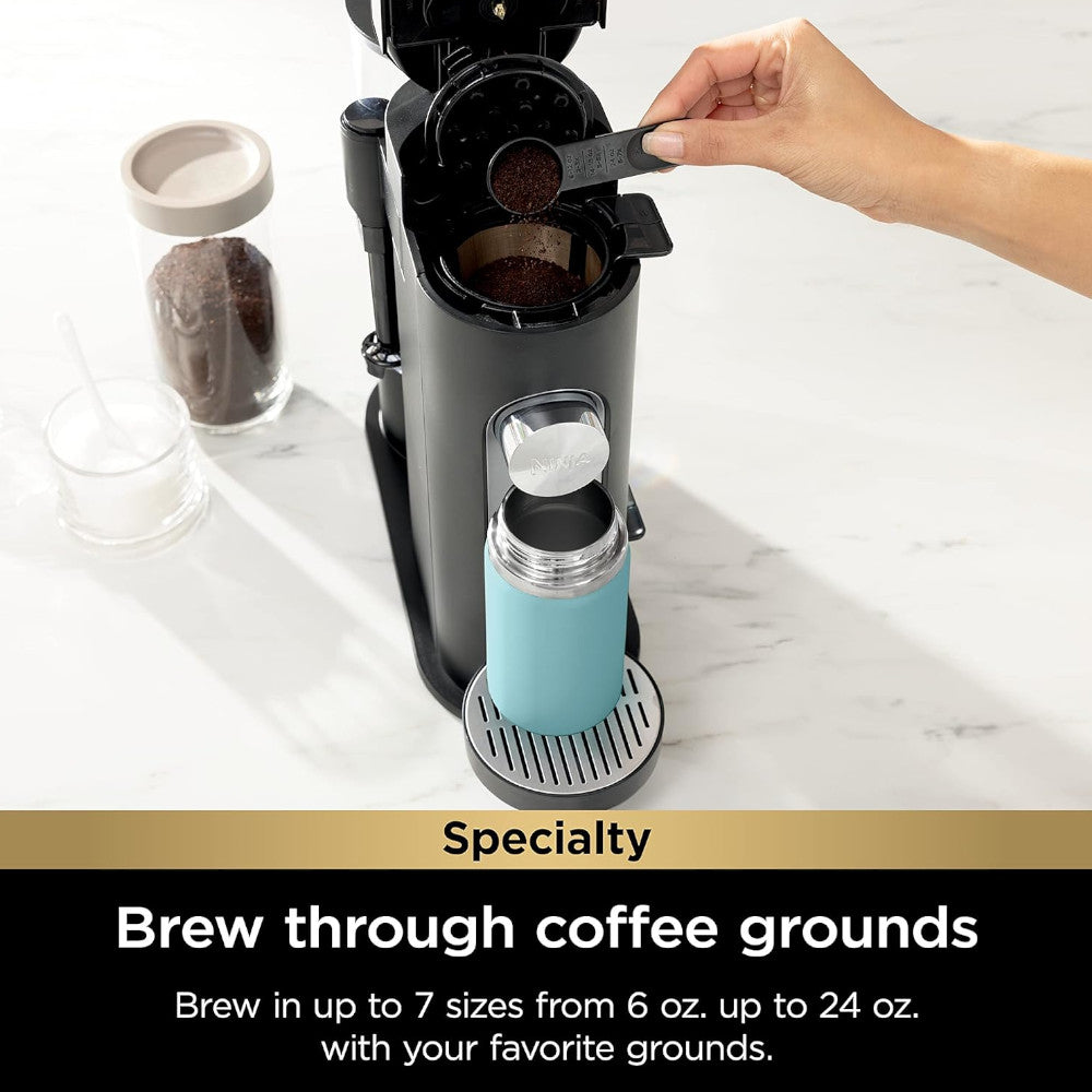 Ninja PB051CCO Single Serve Coffee Maker for Pods & Grounds - Certified Refurbished with Home Essentials Warranty - Perfect for Home, Office & Dorm Use