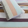 100% Cotton King Size Striped Quilt Set - 3 Piece Bedding Set for Bedroom | Soft & Breathable Comforter Cover for Cozy Sleep