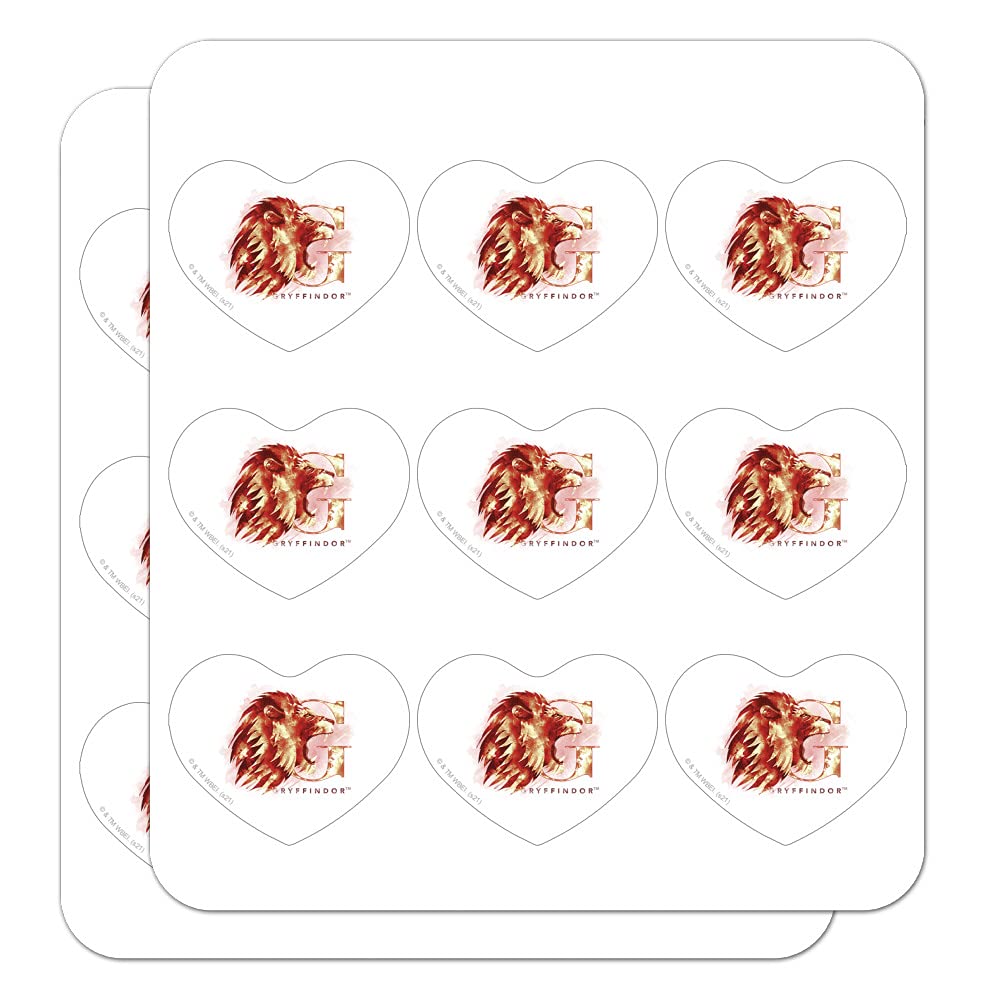 Harry Potter Gryffindor Watercolor Crest Heart Shaped Planner Stickers - Scrapbook Journal Decoration, DIY Craft Supplies for Bullet Journals, Planners, and Scrapbooking Projects