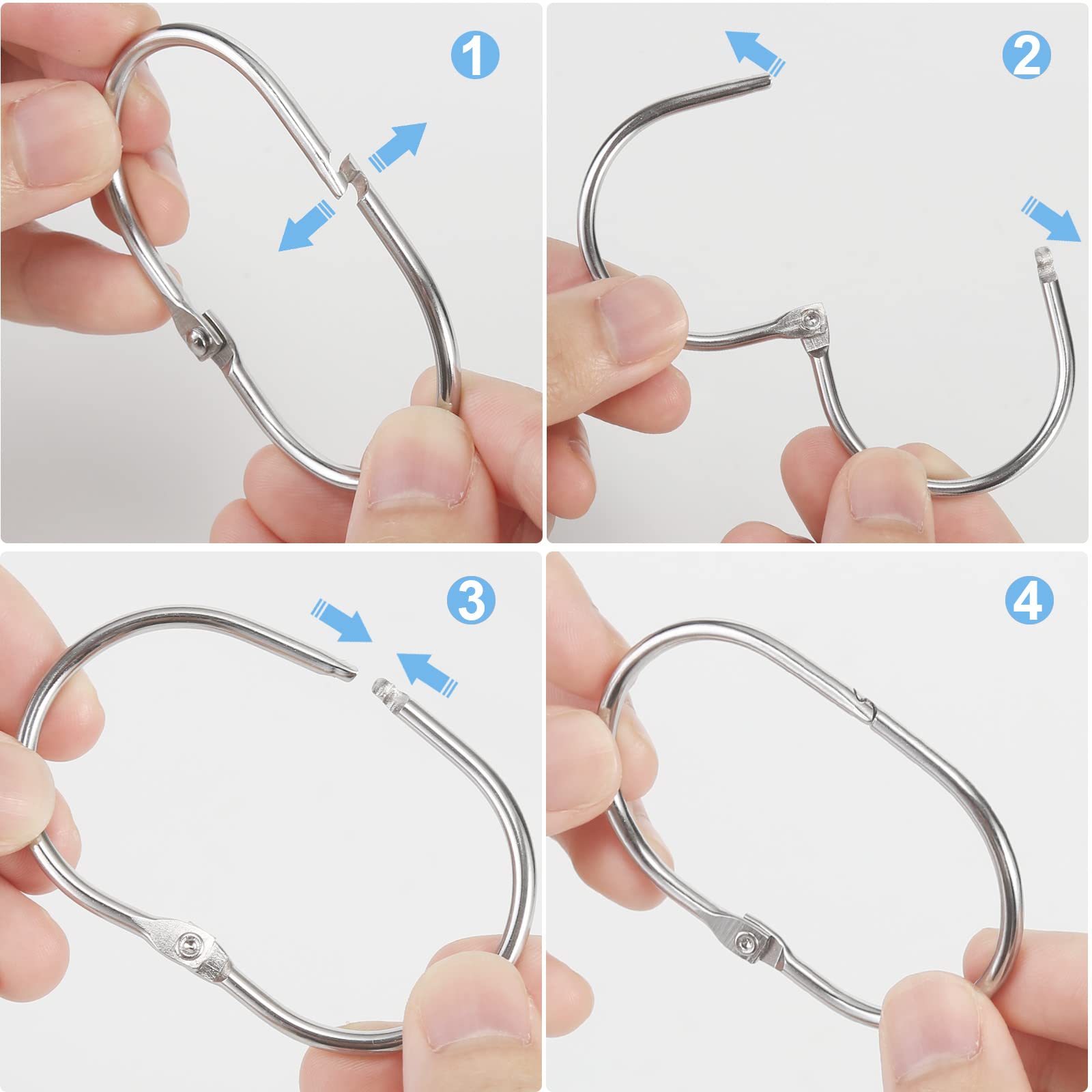 Goowin 12-Pack Rust-Proof Metal Oval Shower Curtain Hooks with Secure Clasp - Chrome Finish for Bathroom Shower Rods & Curtains | Durable & Stylish Bathroom Accessories for Home & Hotel Use
