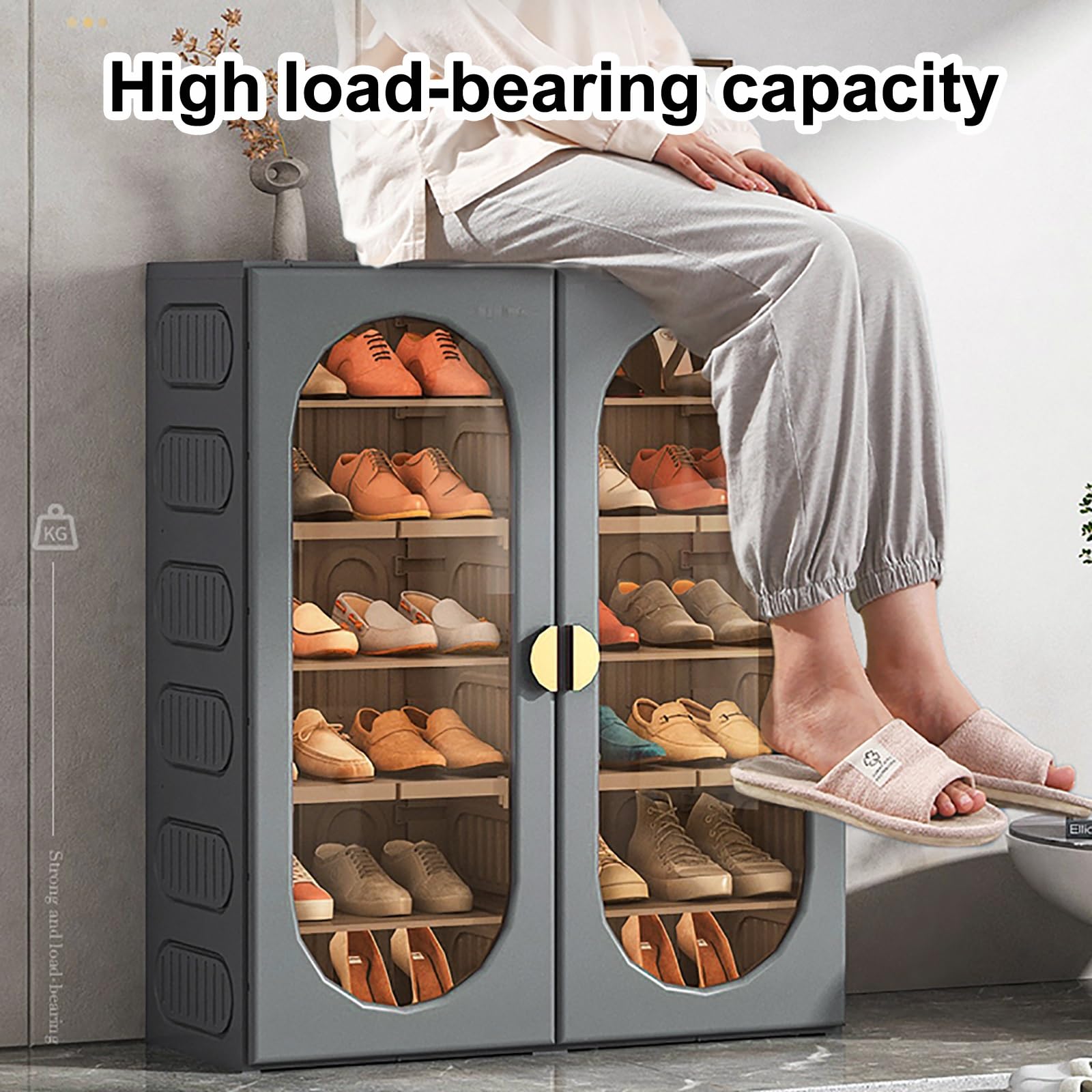 Foldable Shoe Storage Cabinet for Entryway - No Installation Needed, 8-Tier Shoe Organizer Rack (1 Column) - Perfect for Small Spaces, Apartments & Closet Organization