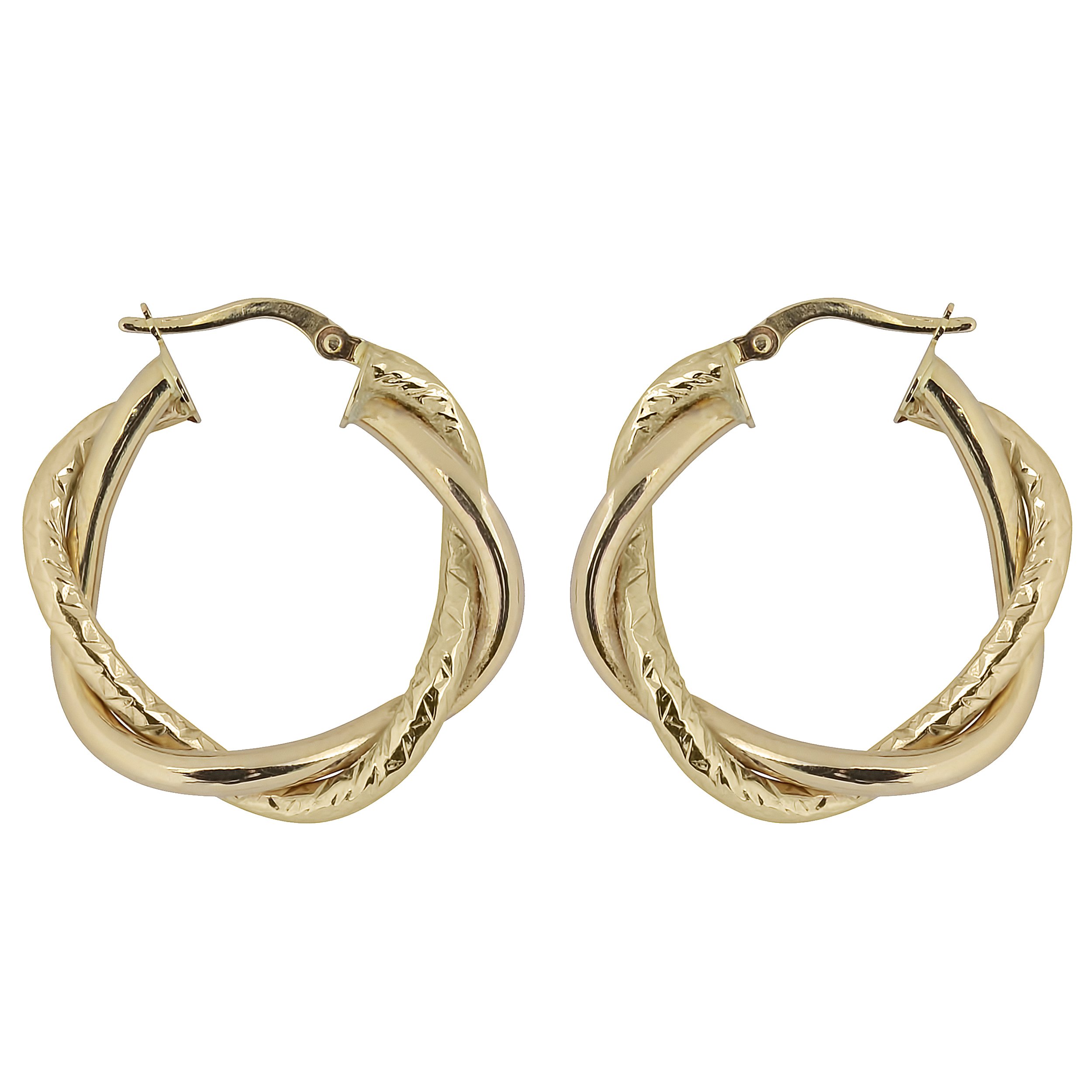10K Gold Diamond-Cut Intertwined Double Hoop Earrings for Women - Elegant Polished Hoop Earrings for Party, Wedding & Everyday Wear | Kooljewelry