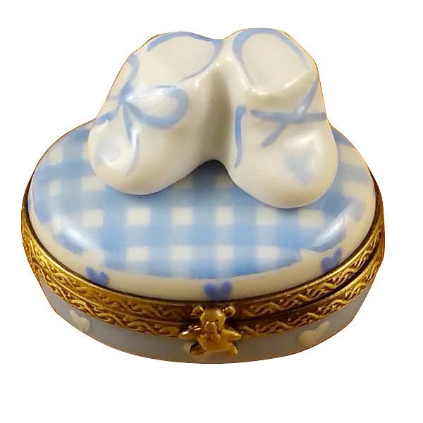 Rochard Limoges Box - Elegant Oval 'It's A Boy' Maternity Keepsake with Baby Shoes - Perfect Baby Shower Gift & Nursery Decor