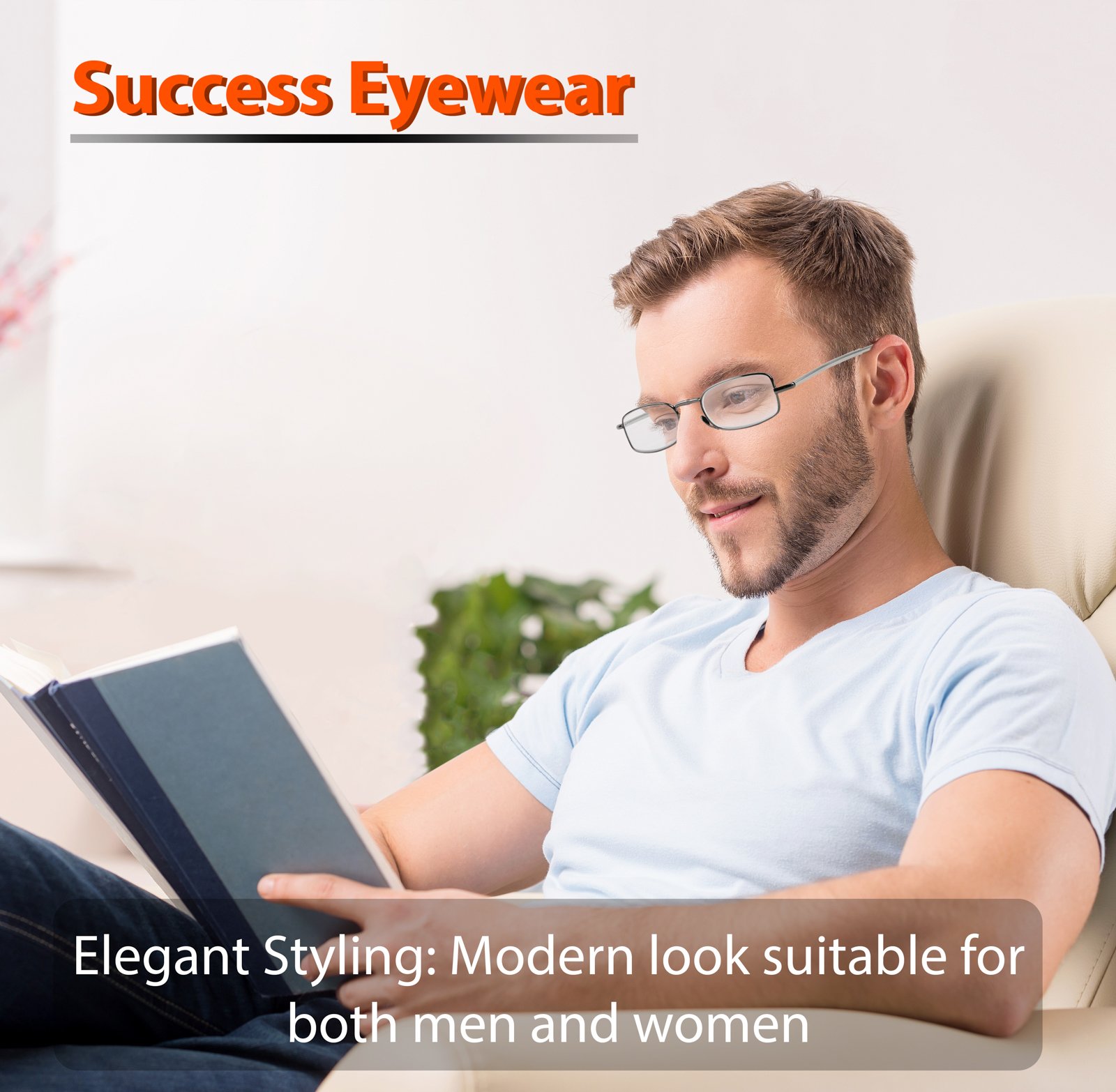 Success Eyewear Reading Glasses 2-Pack - Black & Gunmetal Folding Readers for Men & Women | Compact Lightweight Design with Protective Case | Perfect for Reading, Travel, and Office Use