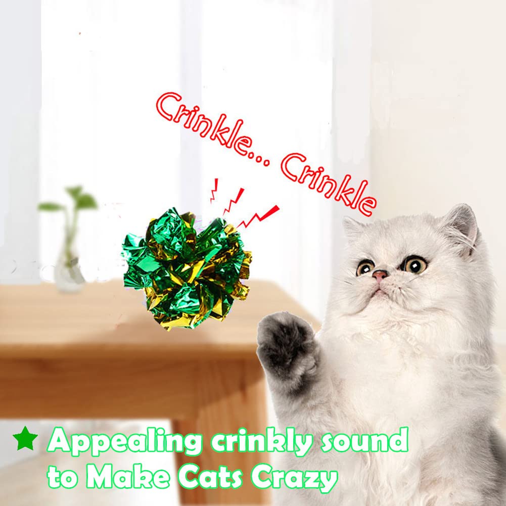 Crinkle Cat Toys 24 Pack - 2 Inch Mylar Interactive Cat Balls for Kittens & Adult Cats - Soft & Safe Exercise Toys for Indoor Play, Weight Loss & Mental Stimulation - Perfect for Playtime, Training & Bonding with Your Pet