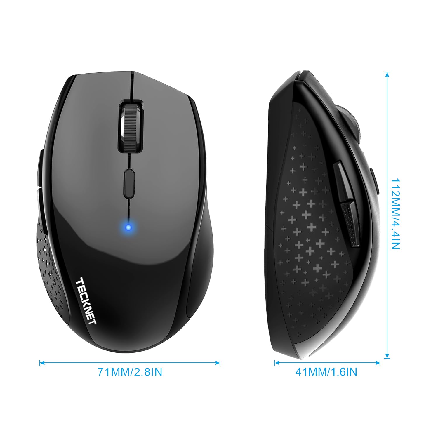 TECKNET Bluetooth Wireless Mouse - 4800 DPI, 6 Adjustable DPI Settings, 6 Buttons, 2-Year Battery Life - Compatible with Laptop, Windows PC, Mac - Perfect for Office Work, Gaming, and Travel Use