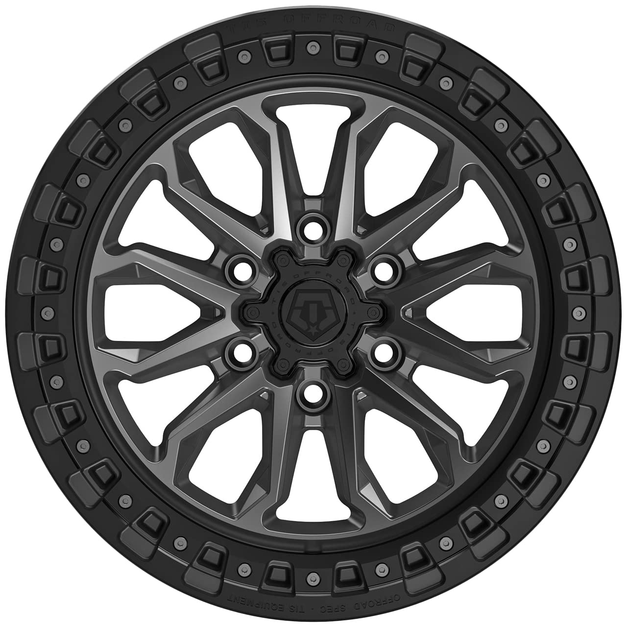 TIS OFF ROAD 556AB 17x9 Wheels - 6x5.50 Bolt Pattern, +00 Offset, 106.2mm Center Bore - Satin Anthracite with Cast Satin Black Bead Ring - Perfect for Jeep Wrangler, Toyota Tacoma & Off-Road Adventures