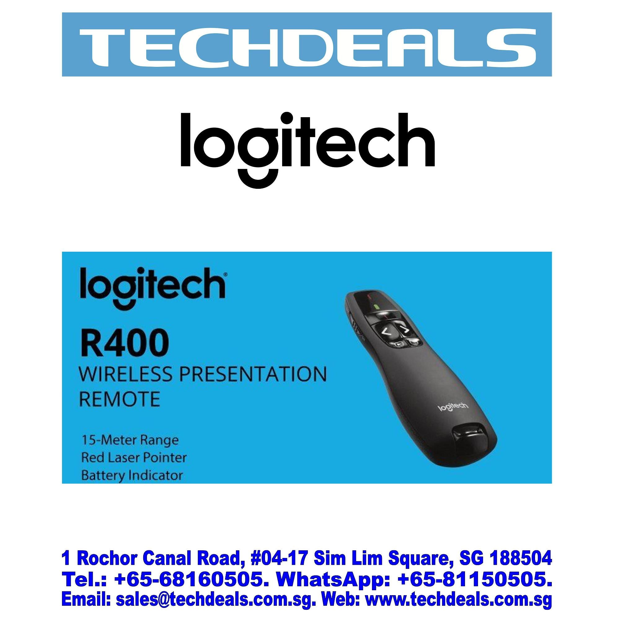 Logitech R400 Wireless Presenter with Red Laser Pointer - Perfect for Business Presentations, Lectures & Remote Teaching