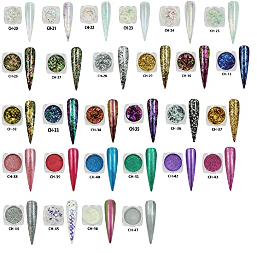 MIA SECRET Metallic Flakes Nail Decorations - 28 Vibrant Colors for Stunning Nail Art | Perfect for DIY Manicures, Salon Nails & Special Occasions