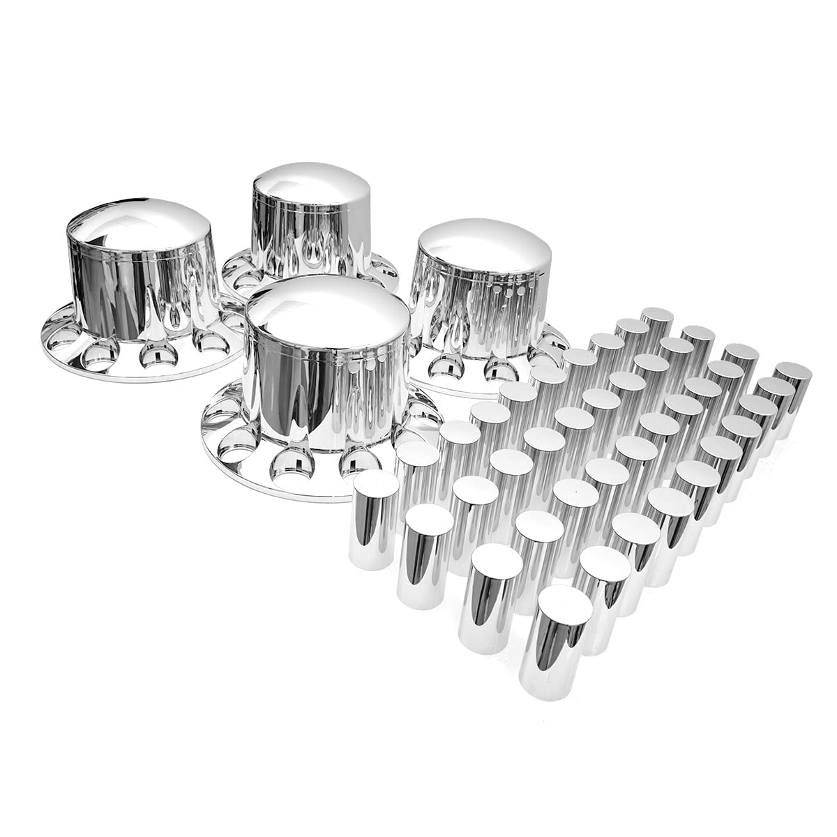 33mm Chrome ABS Plastic Rear Wheel Cover Screw-on Lug Nut Covers - Complete Axle Protection Set (4 Pieces) for Trucks, SUVs & Trailers - Durable & Weather-Resistant Wheel Accessories for Off-Road & Highway Driving