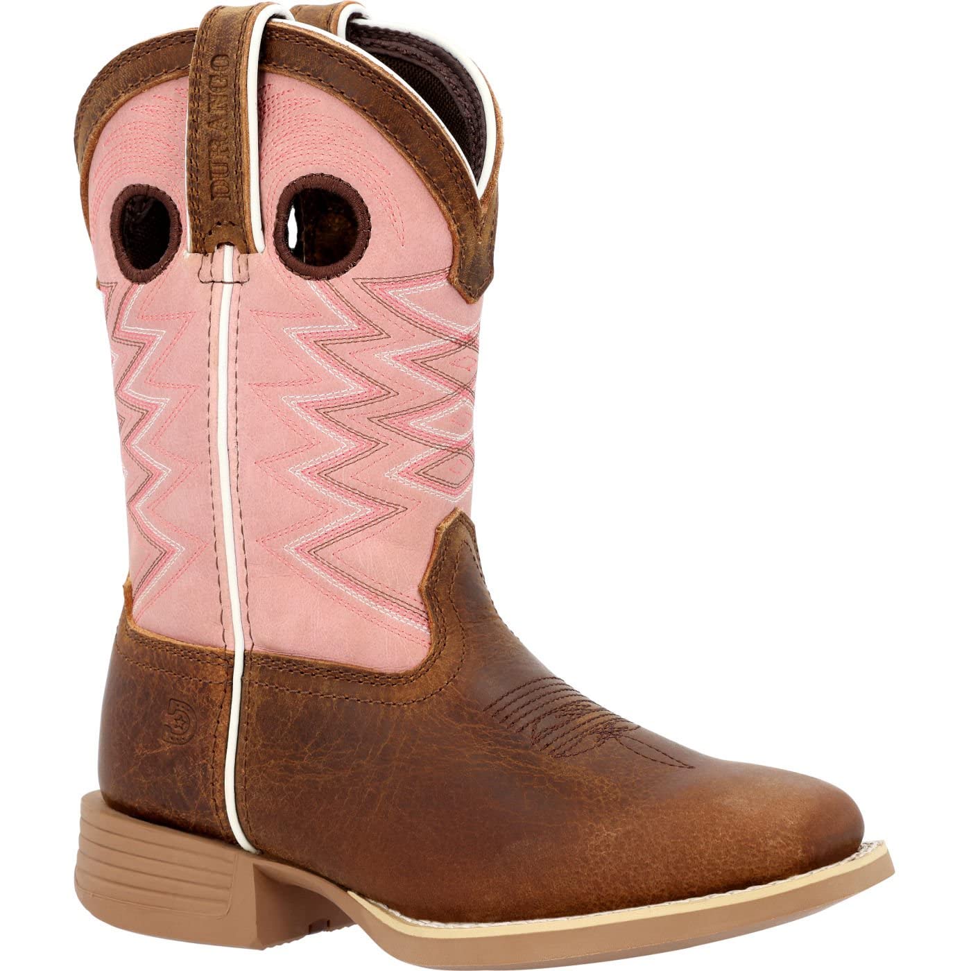 Durango Lil Big Kids' Dark Chestnut & Bubblegum Western Boots - Size 4(M) for Girls - Comfortable Cowboy Boots for School, Rodeo & Western Fashion