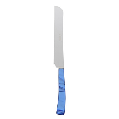 Premium Stainless Steel Blue Bread Knife - Italian Made Via Veneto Collection - Curved Blue Handle Art Silverware for Slicing Bread & Baked Goods - Perfect for Kitchens, Bakeries & Gourmet Dining
