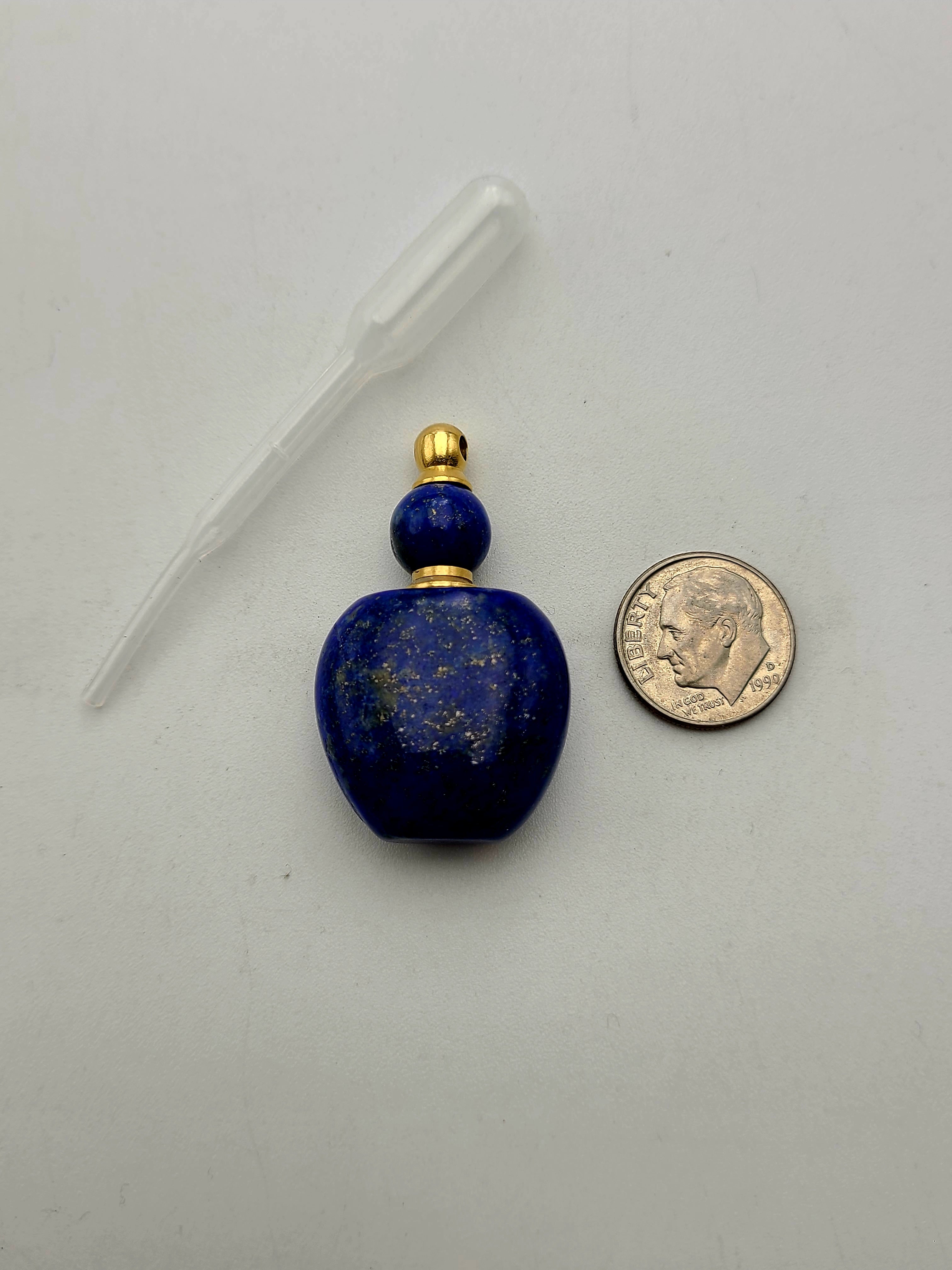 Lapis Lazuli Essential Oil Necklace - 24x40mm Aromatherapy Pendant for Stress Relief & Meditation | Perfect for Yoga, Spiritual Healing, and Daily Wear