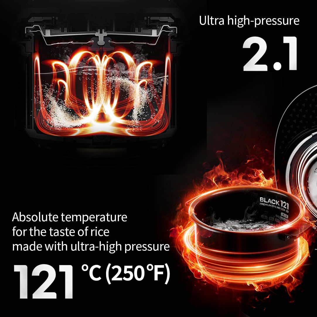 6-Cup (1.2 Quart) IH Rice Cooker - 2.1 Ultra High Pressure Induction Heating for Perfect Multi-Grain & Rice - Stainless Steel Power Lock System - Auto Steam Clean - Voice Guide - Ideal for Family Meals & Healthy Cooking - Made in Korea