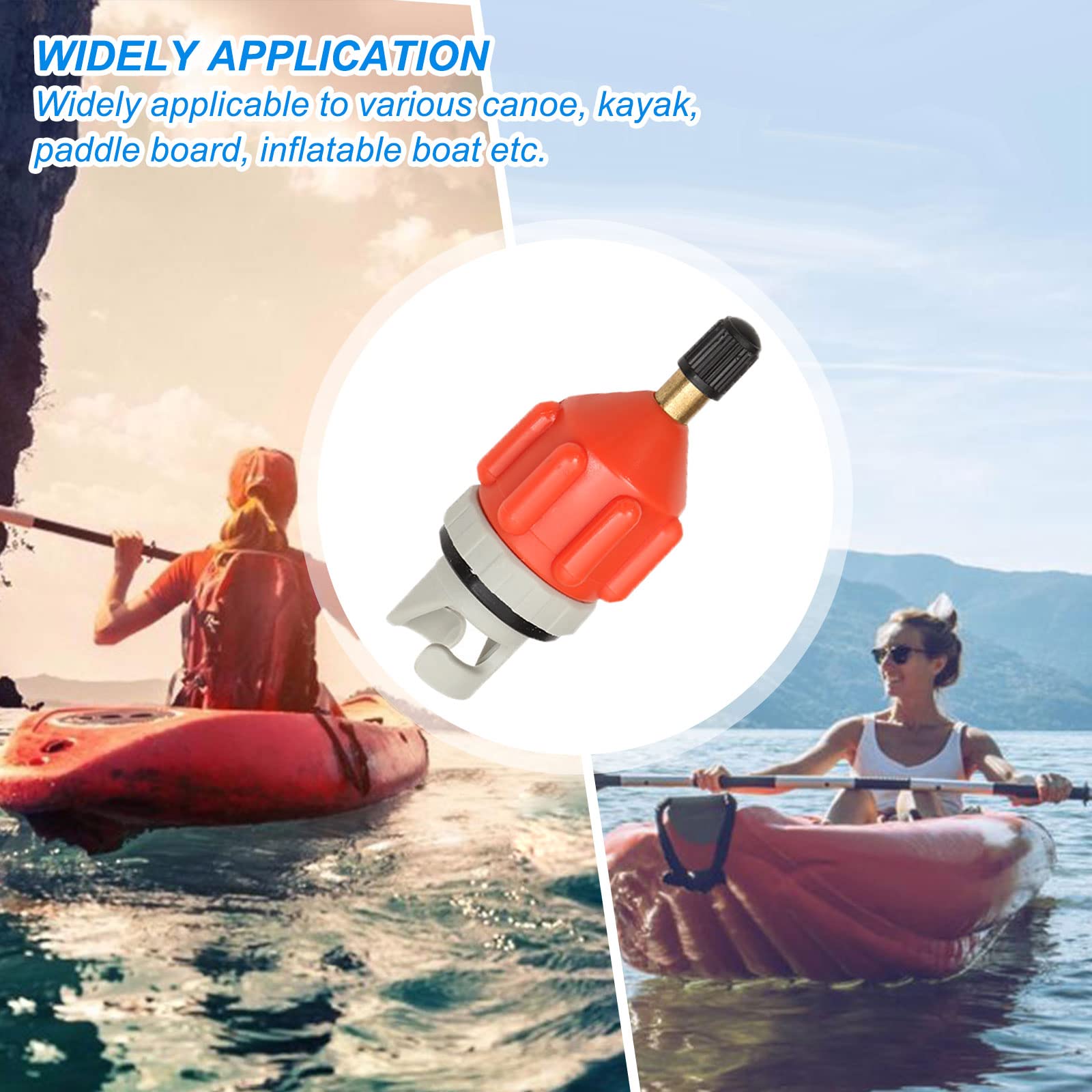 Inflatable Boat Pump Adapter SUP Pump Adapter with Air Valve Attachment - 2Pcs Orange - Compatible with Kayak, Paddleboard & Water Sports Accessories