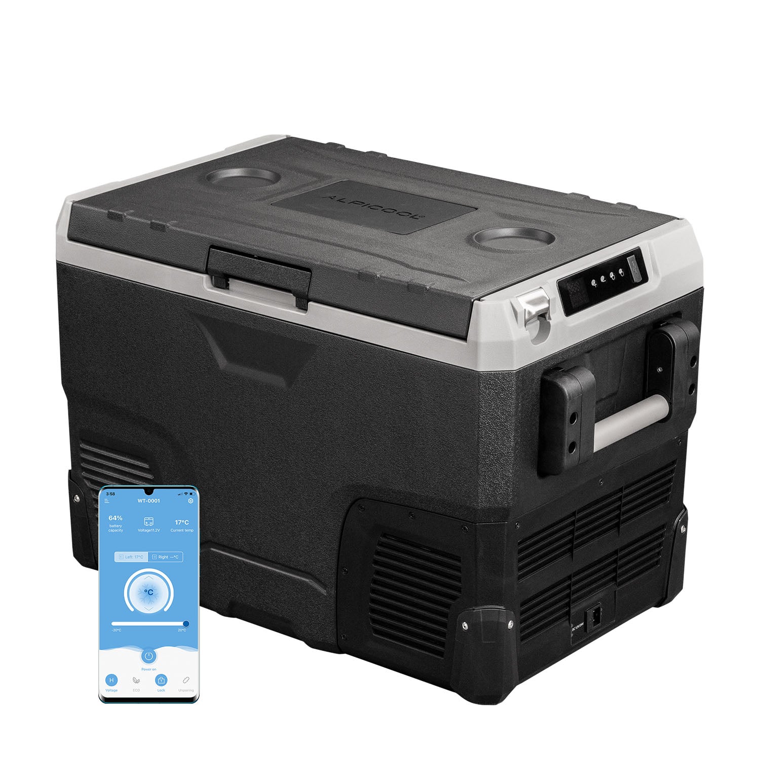 Alpicool IR42 12V/24V Portable Car Refrigerator 42 Quart Grey - Perfect for Road Trips, Camping & Outdoor Adventures