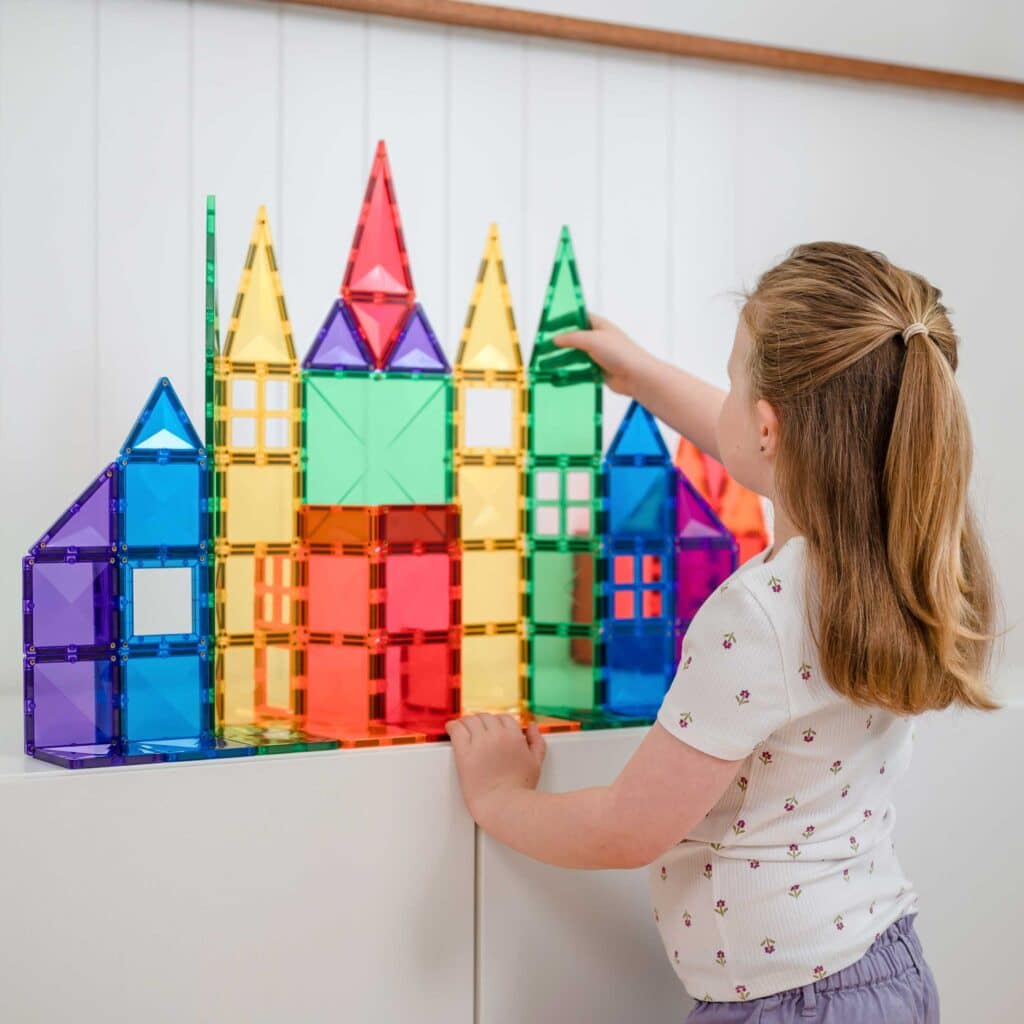 Connetix 102-Piece Magnetic Tiles Set - Rainbow Building Blocks for Kids STEM Learning | Creative Construction Toys for Preschool & Classroom Educational Play