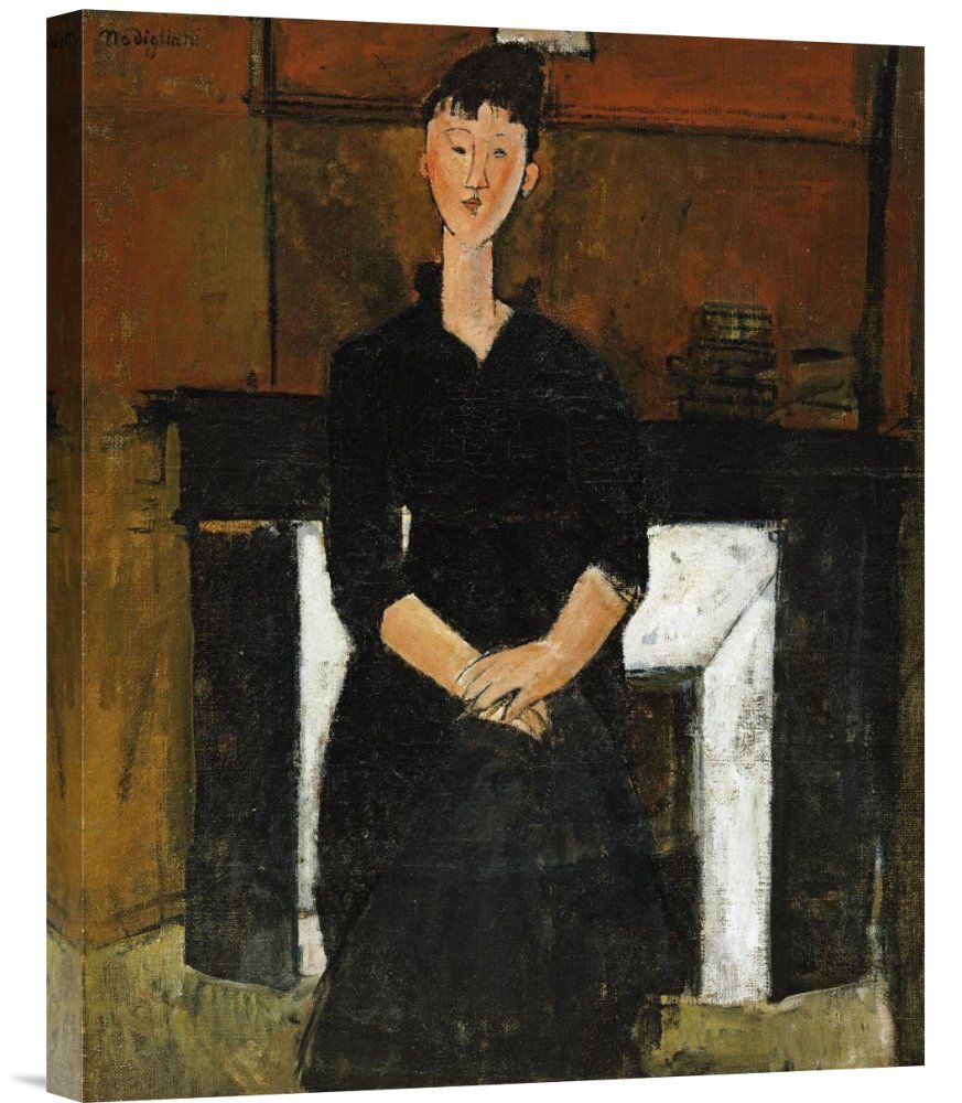 Amedeo Modigliani Woman by Fireplace Canvas Wall Art Print - Gallery Wrapped Giclee Reproduction - Elegant Home & Office Decor for Living Room, Bedroom, Dining Area