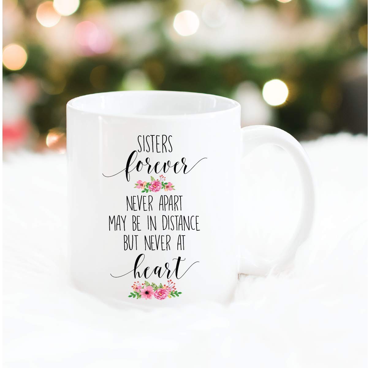 Personalized Sister Gifts - Best Going Away Present for Sisters - Long Distance Keepsake Coffee Mug - 11oz White Ceramic Cup - Perfect for Birthday, Christmas & Sister Bonding Moments