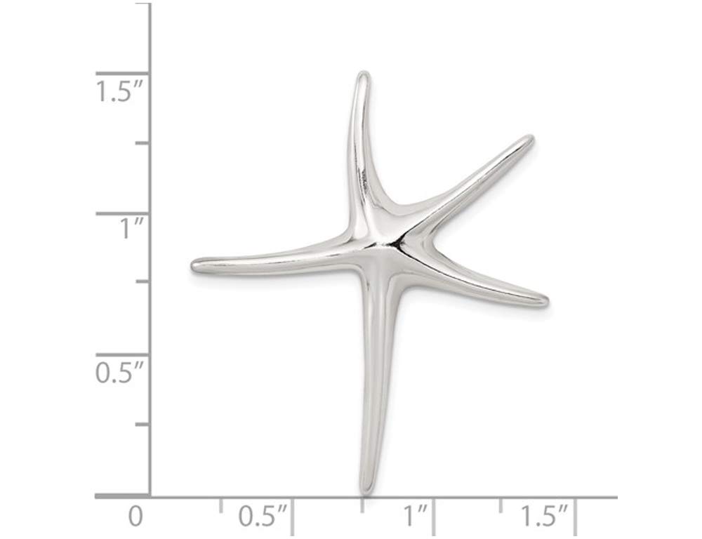 925 Sterling Silver Starfish Charm Pendant Necklace with 18