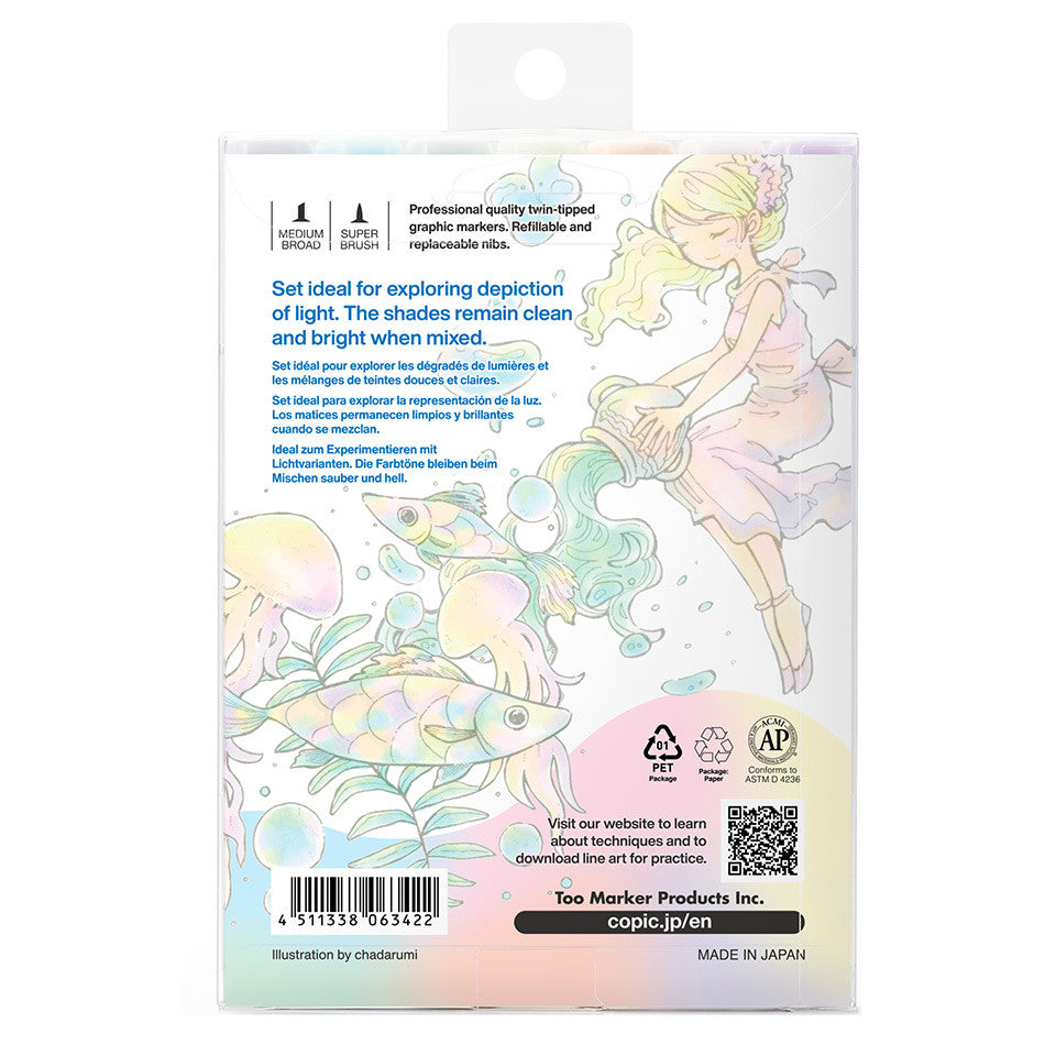 Copic Airy Tones Trial Set 6+1 Limited Edition Markers - Alcohol-Based Sketching & Illustration Art Supplies for Beginners & Professionals - Perfect for Manga, Comics, Fashion Design & Calligraphy