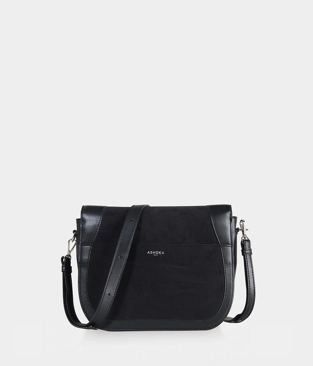 Vegan Leather Crossbody Bag for Women - Marilyn Apple Skin & Recycled Suede Handbag - Black - Perfect for Work, Travel & Everyday Use