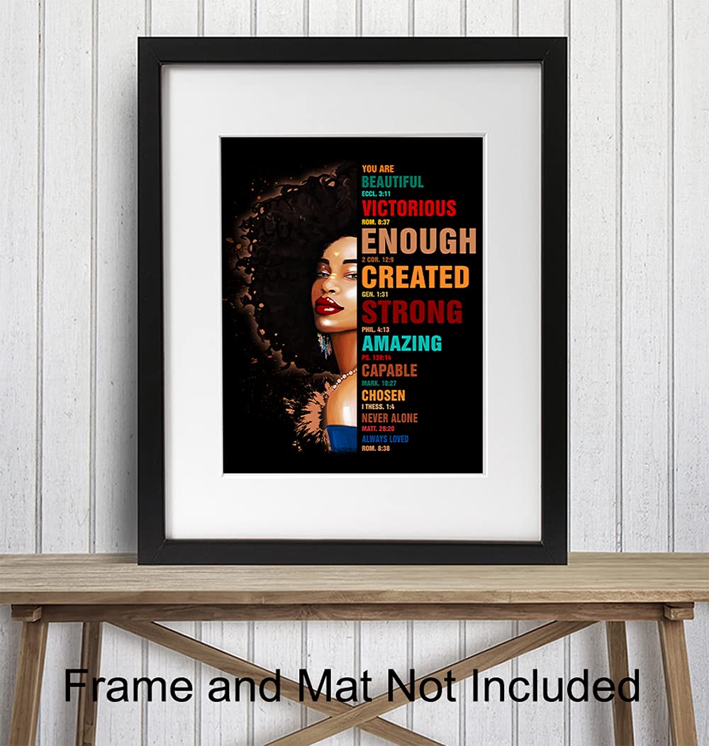 African American Wall Art - Religious Gifts for Black Women - Christian Decor for Home & Office