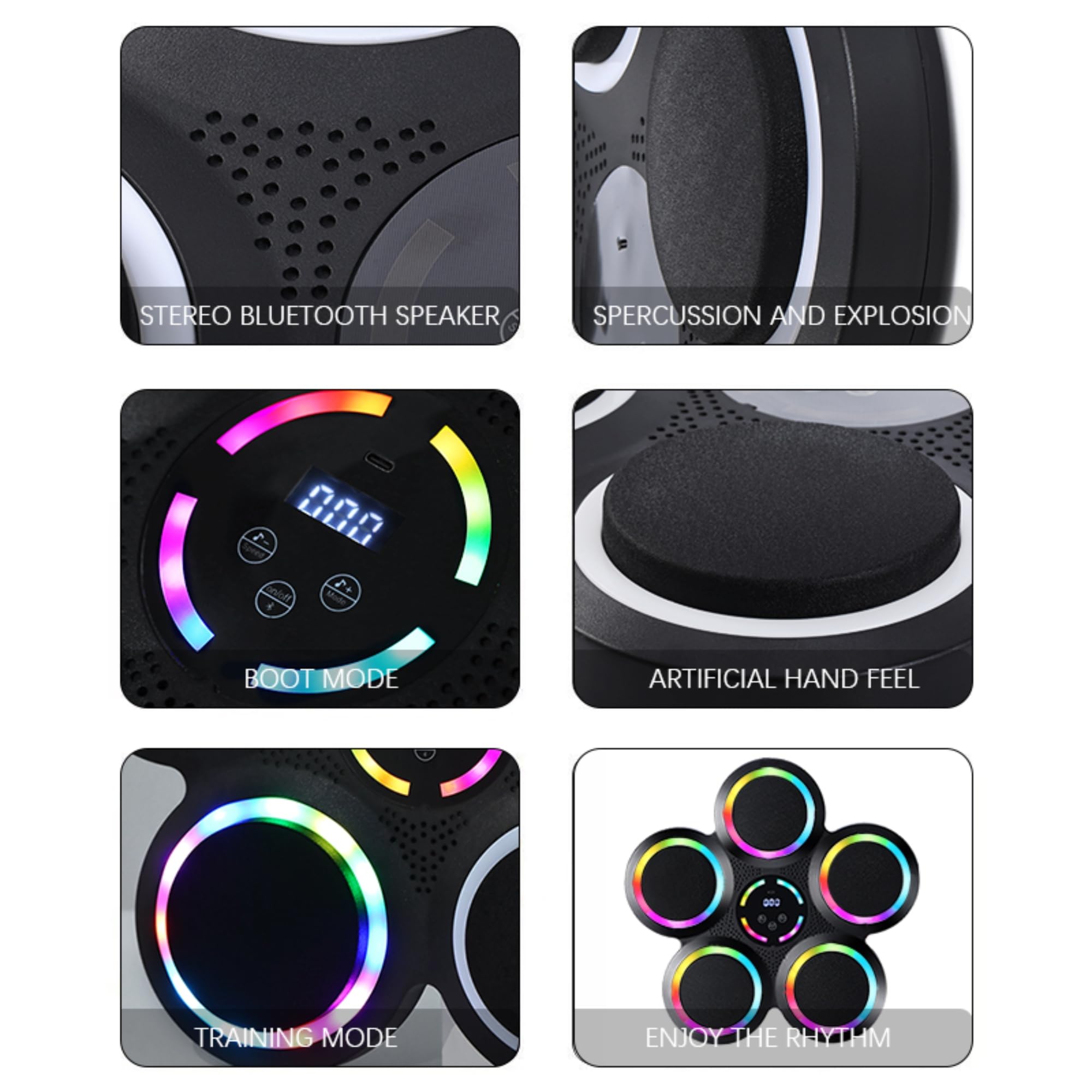 Bluetooth Boxing Machine with LED Lights - Interactive Smart Wall Mounted Boxing Equipment with Gloves | Home Gym Workout & Fitness Training